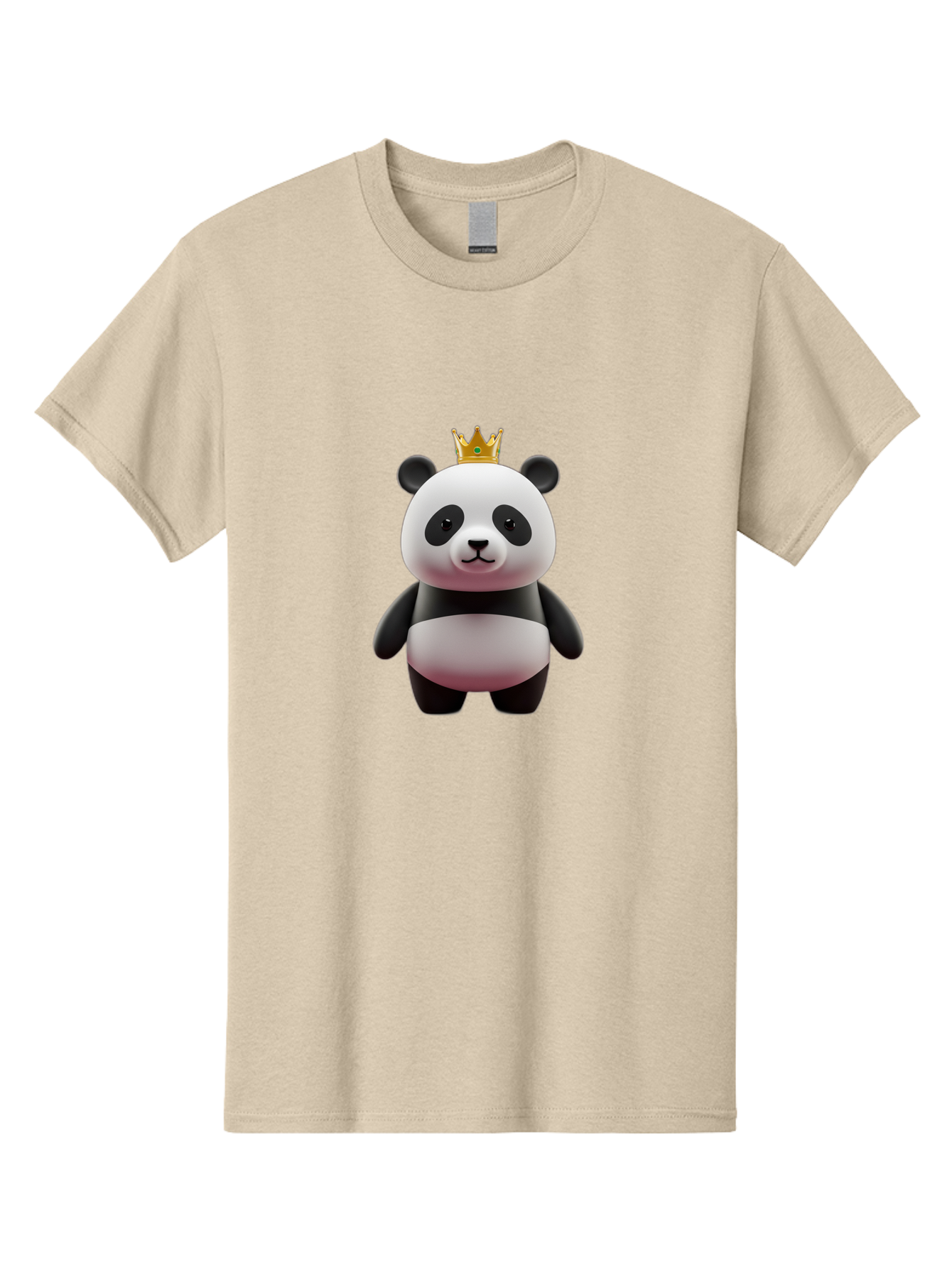 Panda-With-Gold-Crown Men'S Graphic Tee, 100% Cotton, Comfortable Casual Summer Wear, Machine Washable, Cartoon Panda, Panda Bear, Cute Animal, Crown On Head, Royal Treatment, Adorable Creature, Funny Character, 3D Illustration, Bae618