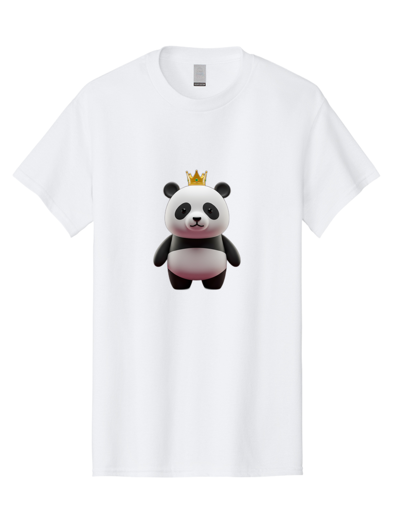 Panda-With-Gold-Crown Men'S Graphic Tee, 100% Cotton, Comfortable Casual Summer Wear, Machine Washable, Cartoon Panda, Panda Bear, Cute Animal, Crown On Head, Royal Treatment, Adorable Creature, Funny Character, 3D Illustration, Bae618