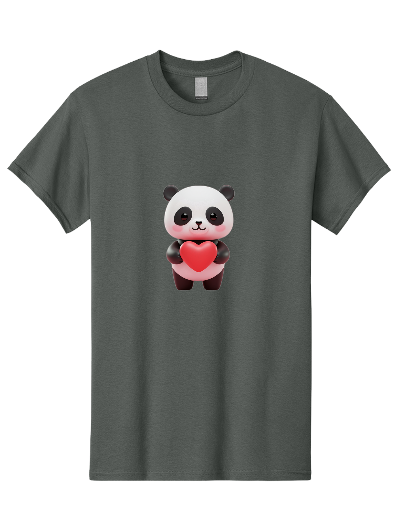 Panda-With-Heart-1 Men'S Graphic Tee, 100% Cotton, Comfortable Casual Summer Wear, Machine Washable, Cartoon Panda, Red Heart, Cute Animal, Love Symbol, Adorable Character, 3D Illustration, Panda Bear, Heart Shape, Love Expression, Kawaii Art Bae619