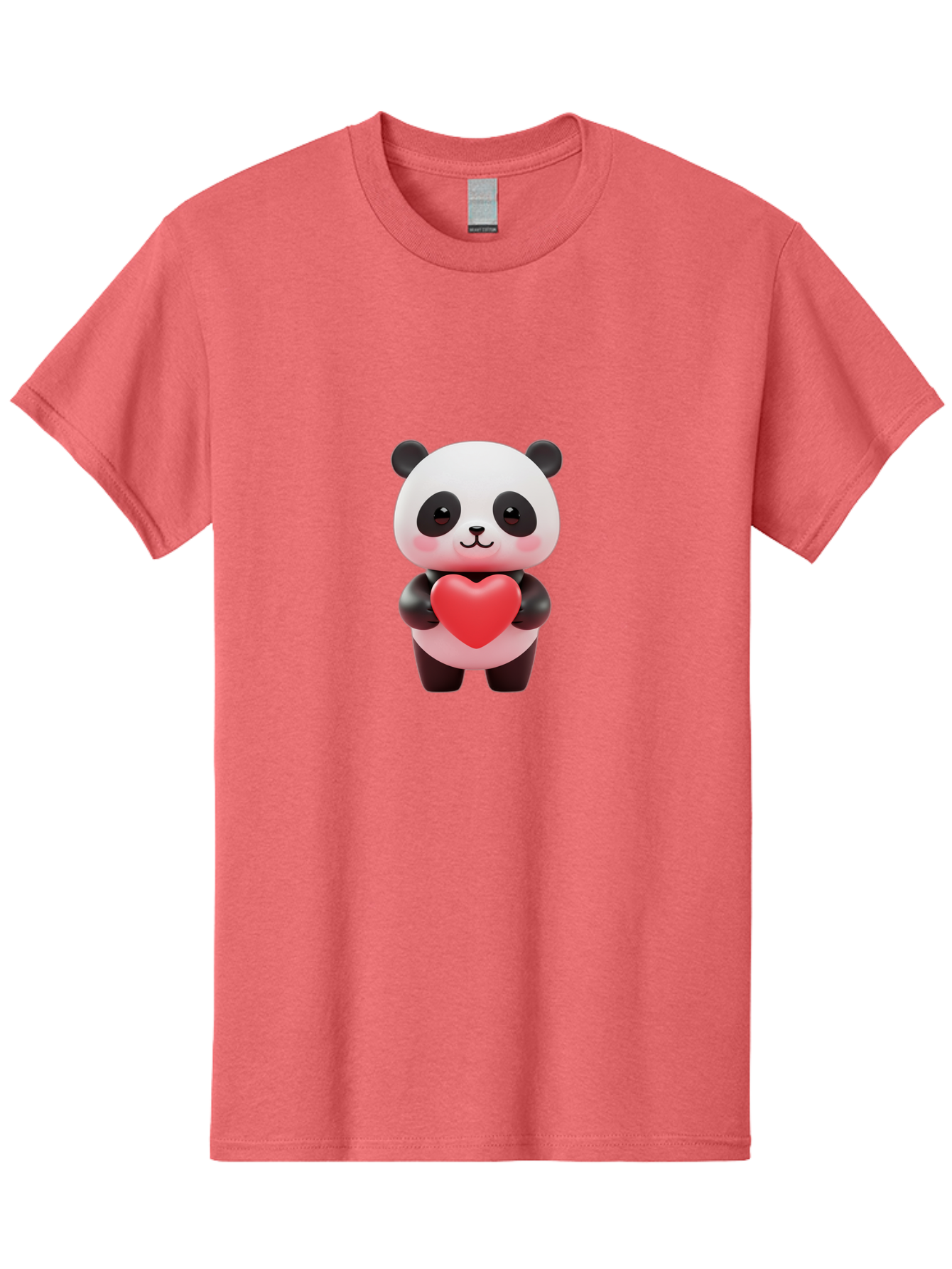 Panda-With-Heart-1 Men'S Graphic Tee, 100% Cotton, Comfortable Casual Summer Wear, Machine Washable, Cartoon Panda, Red Heart, Cute Animal, Love Symbol, Adorable Character, 3D Illustration, Panda Bear, Heart Shape, Love Expression, Kawaii Art Bae619