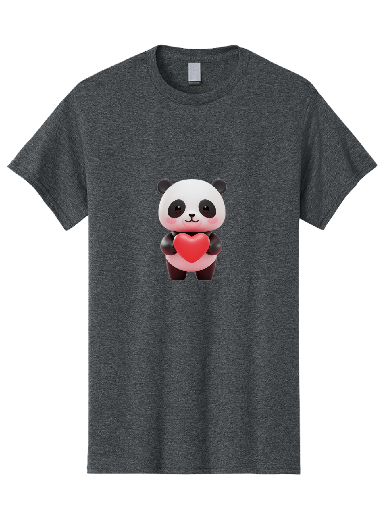 Panda-With-Heart-1 Men'S Graphic Tee, 100% Cotton, Comfortable Casual Summer Wear, Machine Washable, Cartoon Panda, Red Heart, Cute Animal, Love Symbol, Adorable Character, 3D Illustration, Panda Bear, Heart Shape, Love Expression, Kawaii Art Bae619
