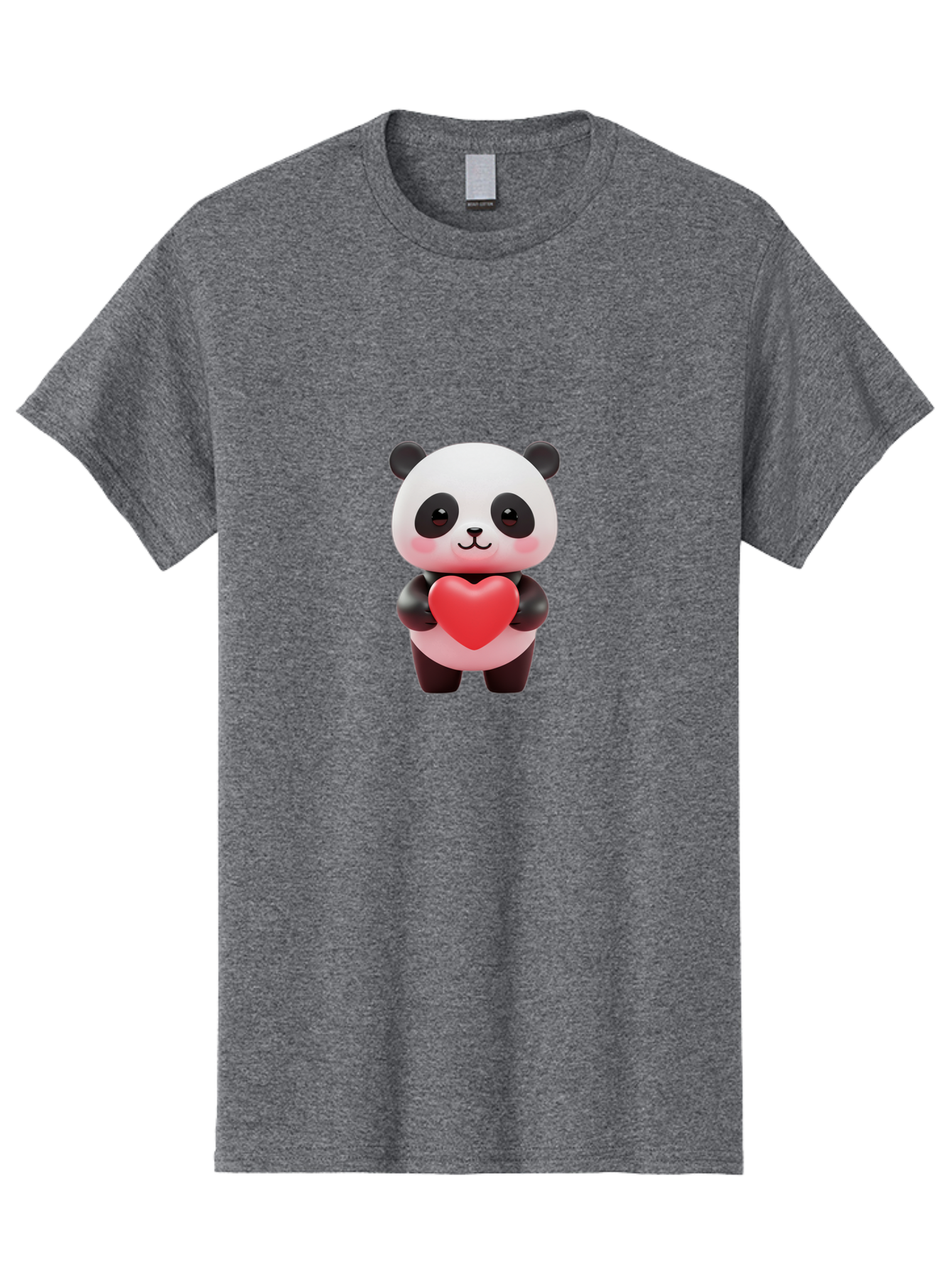 Panda-With-Heart-1 Men'S Graphic Tee, 100% Cotton, Comfortable Casual Summer Wear, Machine Washable, Cartoon Panda, Red Heart, Cute Animal, Love Symbol, Adorable Character, 3D Illustration, Panda Bear, Heart Shape, Love Expression, Kawaii Art Bae619