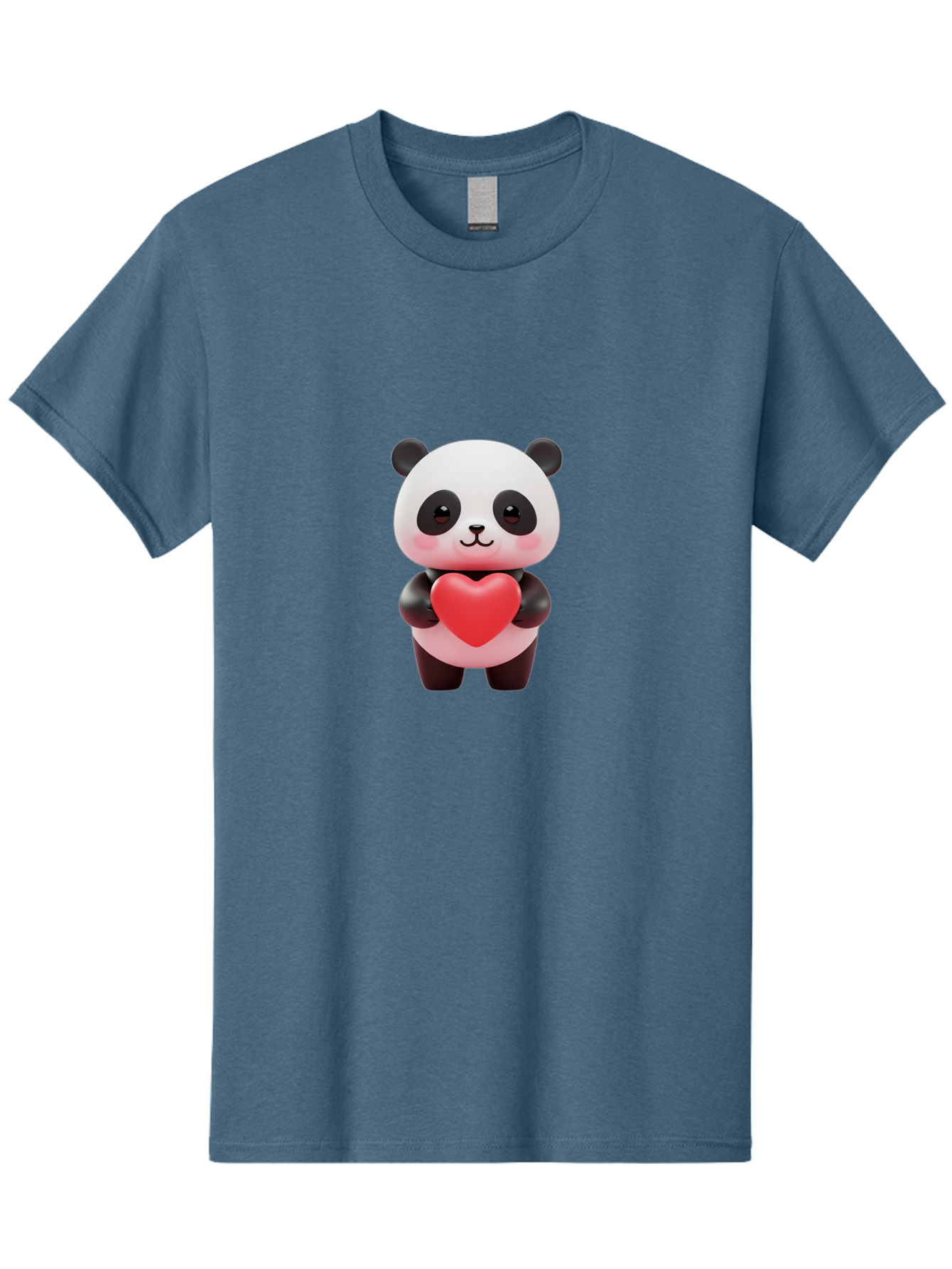 Panda-With-Heart-1 Men'S Graphic Tee, 100% Cotton, Comfortable Casual Summer Wear, Machine Washable, Cartoon Panda, Red Heart, Cute Animal, Love Symbol, Adorable Character, 3D Illustration, Panda Bear, Heart Shape, Love Expression, Kawaii Art Bae619