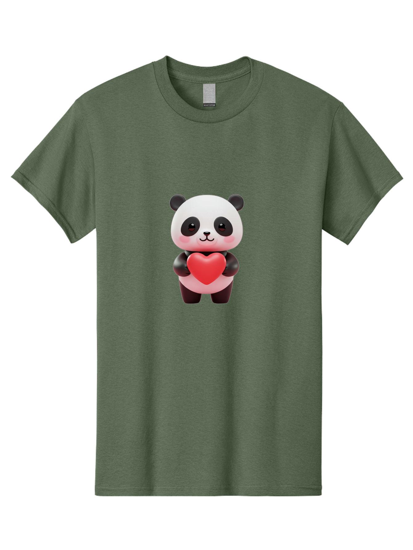 Panda-With-Heart-1 Men'S Graphic Tee, 100% Cotton, Comfortable Casual Summer Wear, Machine Washable, Cartoon Panda, Red Heart, Cute Animal, Love Symbol, Adorable Character, 3D Illustration, Panda Bear, Heart Shape, Love Expression, Kawaii Art Bae619