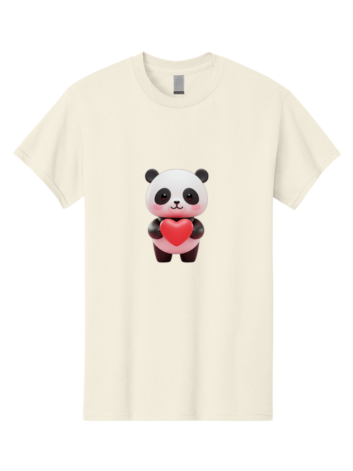 Panda-With-Heart-1 Men'S Graphic Tee, 100% Cotton, Comfortable Casual Summer Wear, Machine Washable, Cartoon Panda, Red Heart, Cute Animal, Love Symbol, Adorable Character, 3D Illustration, Panda Bear, Heart Shape, Love Expression, Kawaii Art Bae619