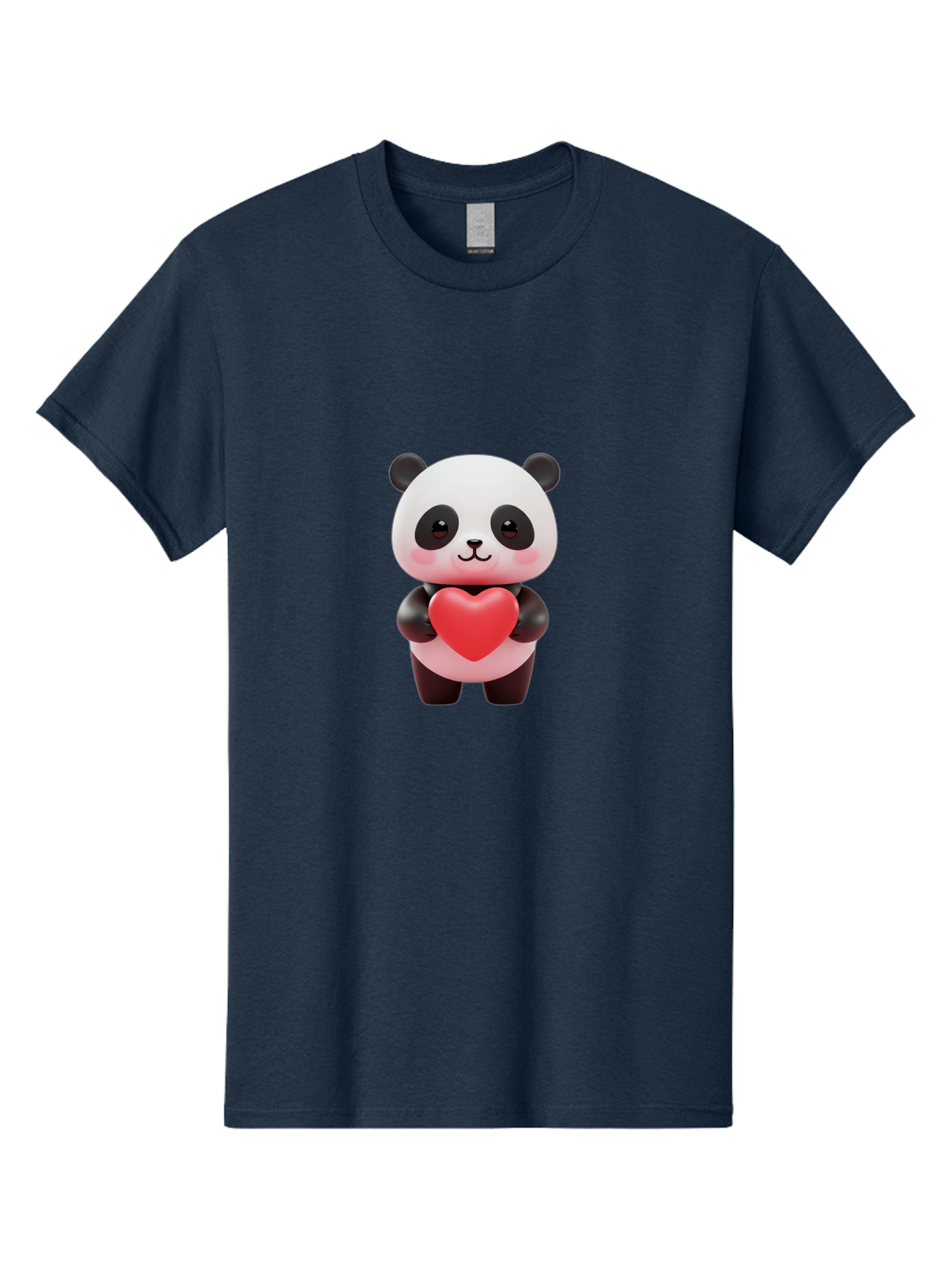Panda-With-Heart-1 Men'S Graphic Tee, 100% Cotton, Comfortable Casual Summer Wear, Machine Washable, Cartoon Panda, Red Heart, Cute Animal, Love Symbol, Adorable Character, 3D Illustration, Panda Bear, Heart Shape, Love Expression, Kawaii Art Bae619
