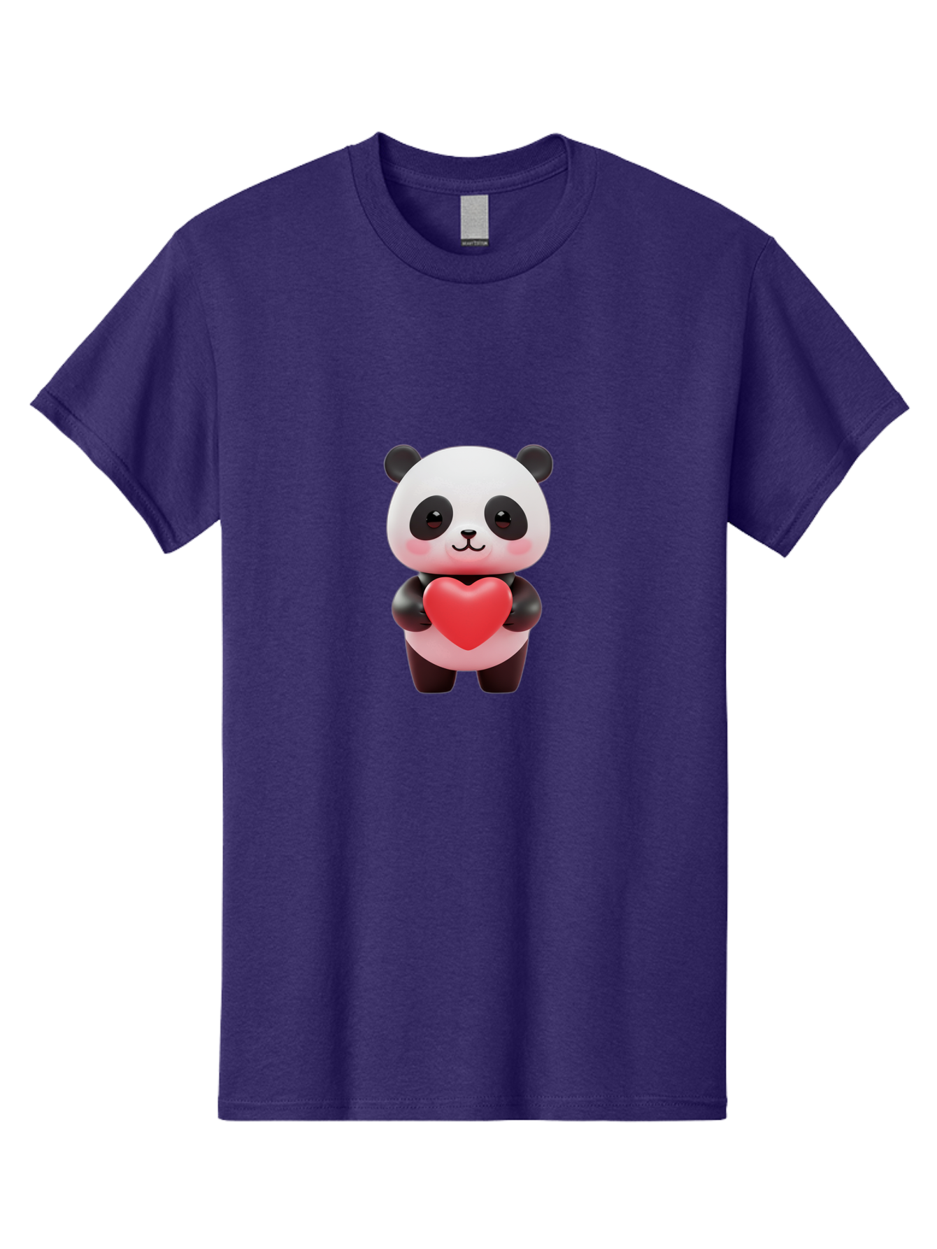 Panda-With-Heart-1 Men'S Graphic Tee, 100% Cotton, Comfortable Casual Summer Wear, Machine Washable, Cartoon Panda, Red Heart, Cute Animal, Love Symbol, Adorable Character, 3D Illustration, Panda Bear, Heart Shape, Love Expression, Kawaii Art Bae619