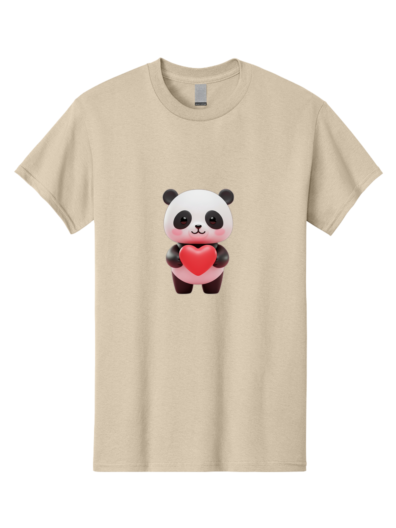 Panda-With-Heart-1 Men'S Graphic Tee, 100% Cotton, Comfortable Casual Summer Wear, Machine Washable, Cartoon Panda, Red Heart, Cute Animal, Love Symbol, Adorable Character, 3D Illustration, Panda Bear, Heart Shape, Love Expression, Kawaii Art Bae619