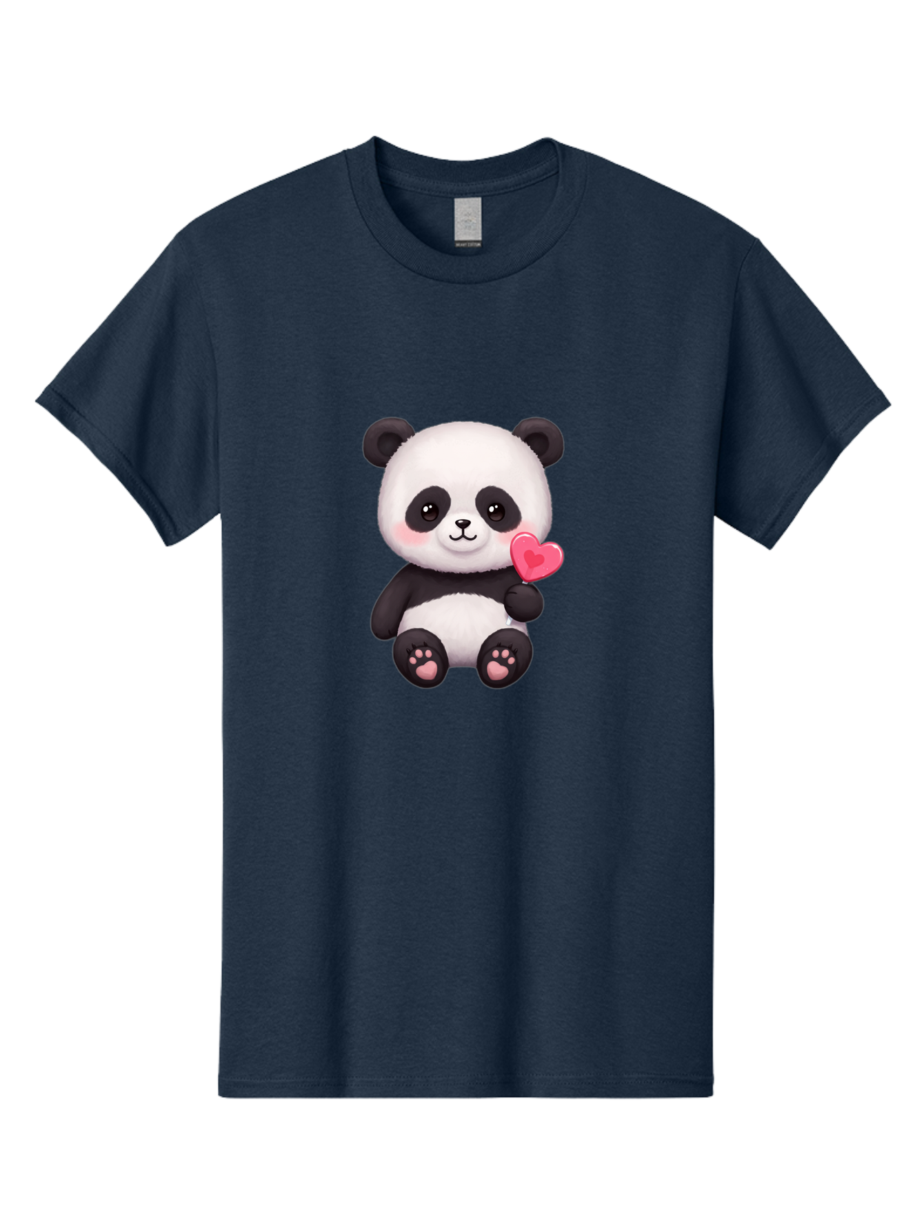 Panda-With-Heart-2 Men'S Graphic Tee, 100% Cotton, Comfortable Casual Summer Wear, Machine Washable, Cute Panda Bear, Holding Heart, Adorable Animal, Cartoon Character, Pink Heart, Love Symbol, Kawaii Illustration, Fuzzy Texture, Bae620