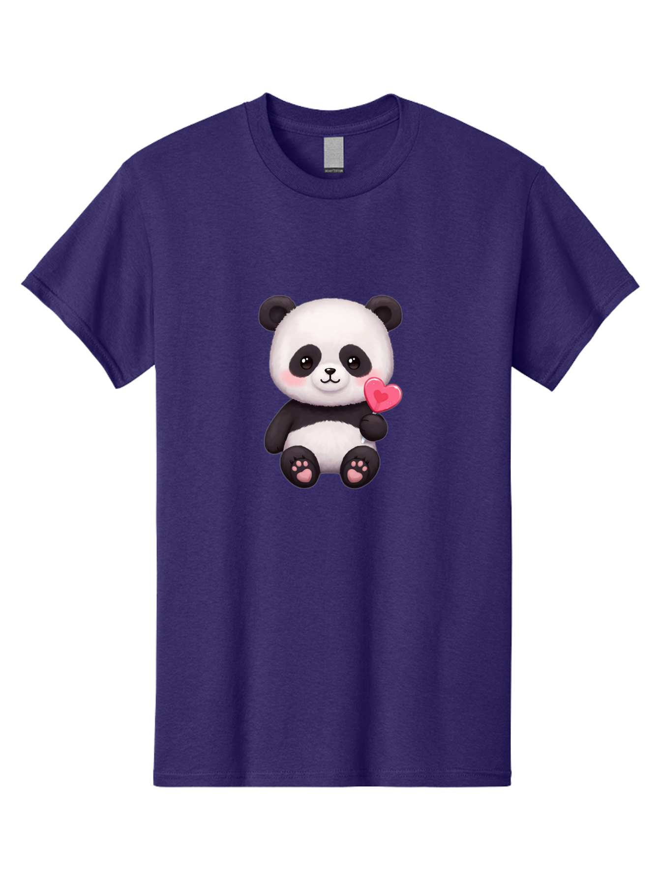 Panda-With-Heart-2 Men'S Graphic Tee, 100% Cotton, Comfortable Casual Summer Wear, Machine Washable, Cute Panda Bear, Holding Heart, Adorable Animal, Cartoon Character, Pink Heart, Love Symbol, Kawaii Illustration, Fuzzy Texture, Bae620