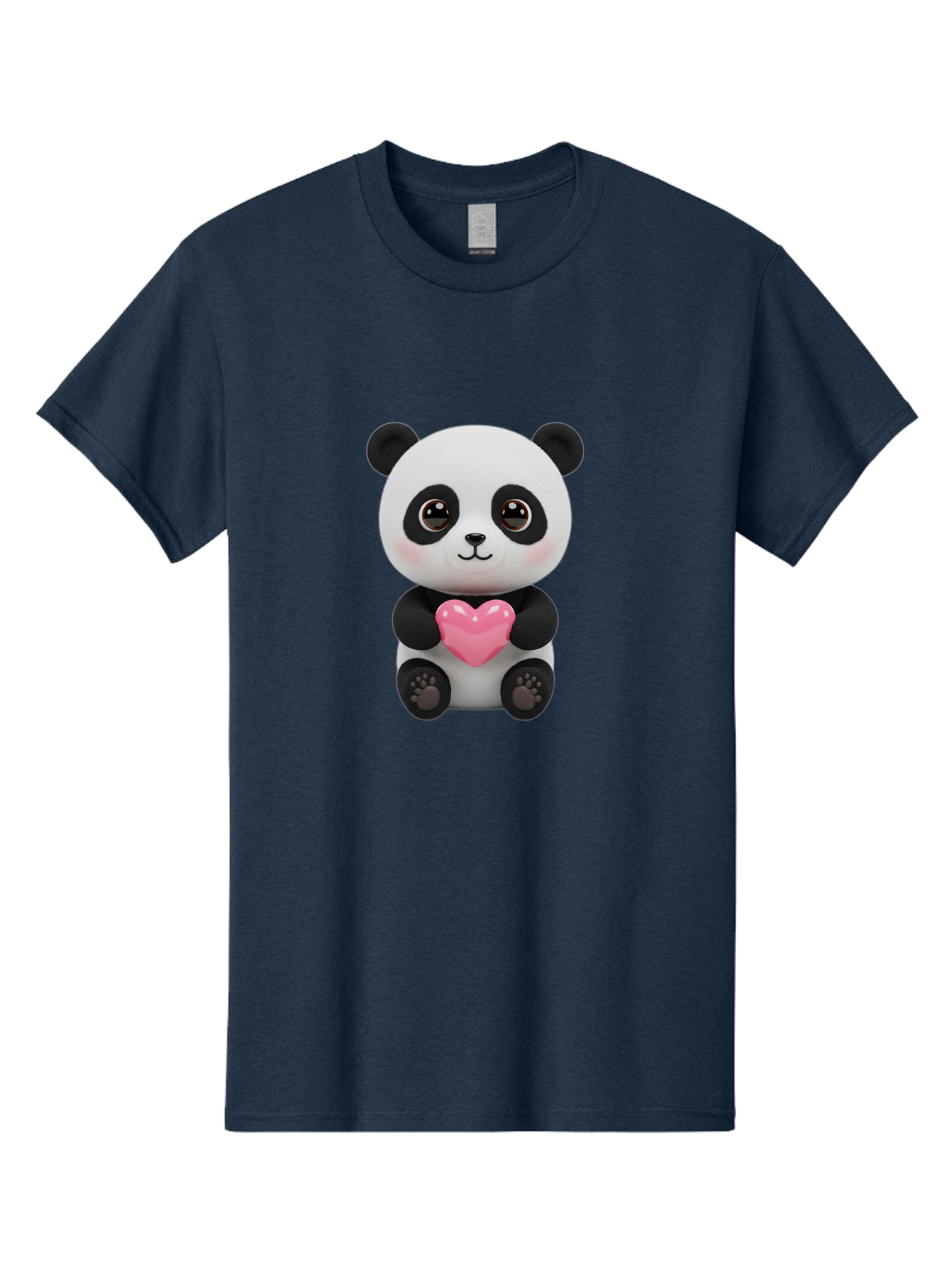 Panda-With-Heart Men'S Graphic Tee, 100% Cotton, Comfortable Casual Summer Wear, Machine Washable, Kawaii Panda Bear, Cute Cartoon Character, Pink Heart Symbol, Adorable Illustration, Love And Affection, Digital Art, Heartwarming Scene, Bae621
