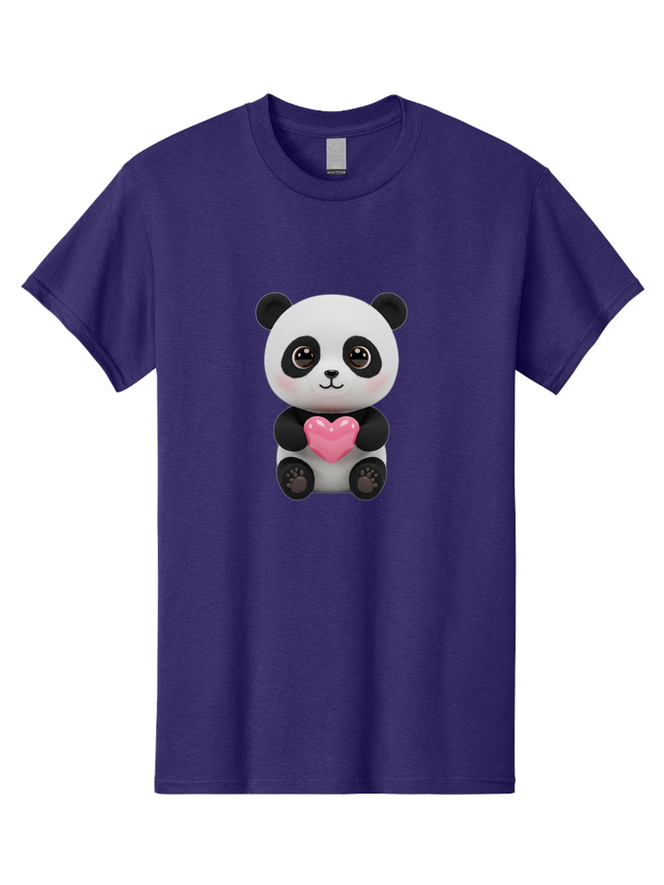 Panda-With-Heart Men'S Graphic Tee, 100% Cotton, Comfortable Casual Summer Wear, Machine Washable, Kawaii Panda Bear, Cute Cartoon Character, Pink Heart Symbol, Adorable Illustration, Love And Affection, Digital Art, Heartwarming Scene, Bae621