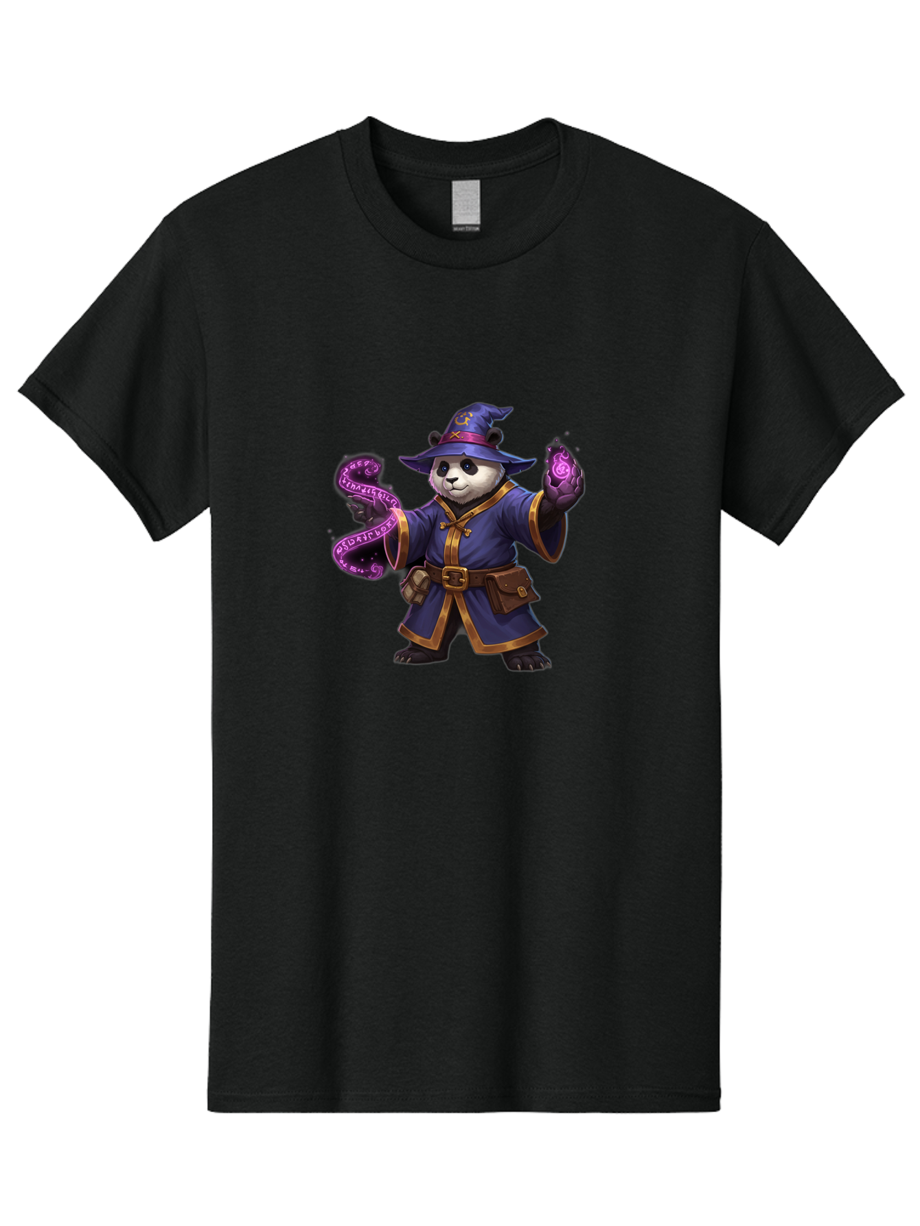 Panda-Wizard Men'S Graphic Tee, 100% Cotton, Comfortable Casual Summer Wear, Machine Washable, Cartoon Panda Wizard, Magic Spell, Mystical Creature, Fantasy Art, Purple Magic, Wizard Robe, Gold Trim, Mystical Symbols, Adorable Panda, Bae625