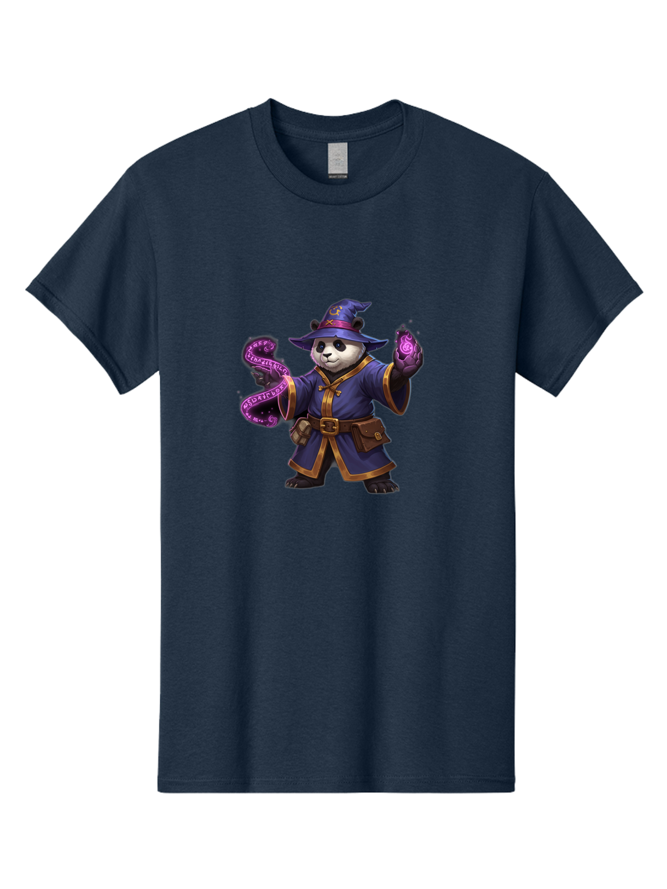 Panda-Wizard Men'S Graphic Tee, 100% Cotton, Comfortable Casual Summer Wear, Machine Washable, Cartoon Panda Wizard, Magic Spell, Mystical Creature, Fantasy Art, Purple Magic, Wizard Robe, Gold Trim, Mystical Symbols, Adorable Panda, Bae625