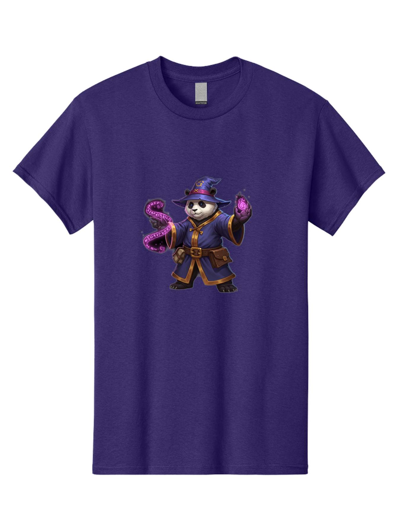 Panda-Wizard Men'S Graphic Tee, 100% Cotton, Comfortable Casual Summer Wear, Machine Washable, Cartoon Panda Wizard, Magic Spell, Mystical Creature, Fantasy Art, Purple Magic, Wizard Robe, Gold Trim, Mystical Symbols, Adorable Panda, Bae625