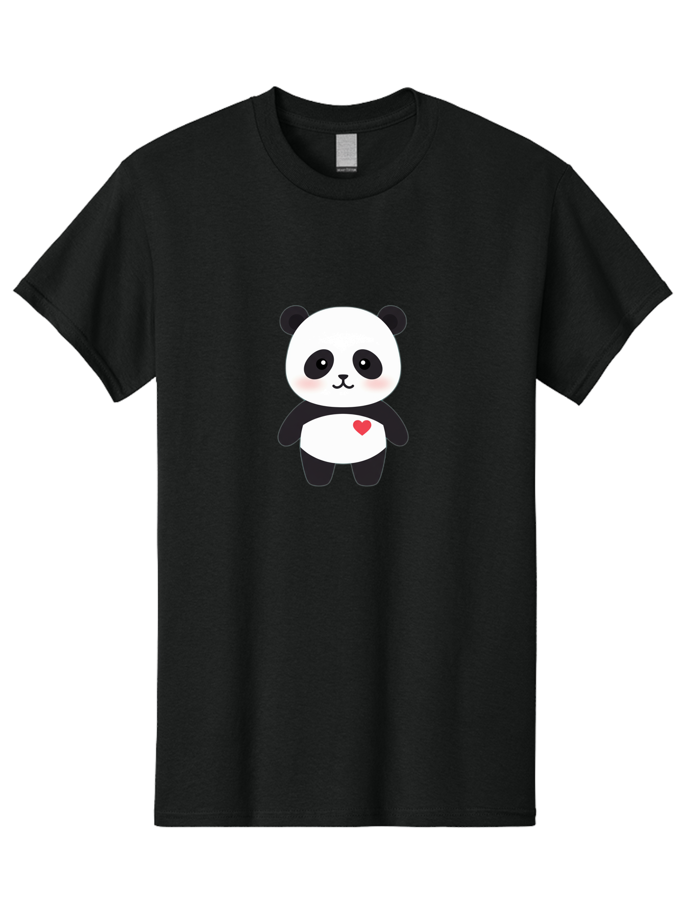 Panda Men'S Graphic Tee, 100% Cotton, Comfortable Casual Summer Wear, Machine Washable, Cute Cartoon Panda, Adorable Illustration, Sweet Panda Bear, Heart On Belly, Kawaii Character, Black And White Panda, Cartoon Love, Sweet Illustration, Bae626