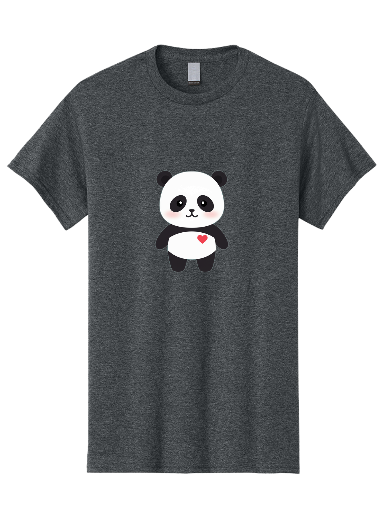 Panda Men'S Graphic Tee, 100% Cotton, Comfortable Casual Summer Wear, Machine Washable, Cute Cartoon Panda, Adorable Illustration, Sweet Panda Bear, Heart On Belly, Kawaii Character, Black And White Panda, Cartoon Love, Sweet Illustration, Bae626