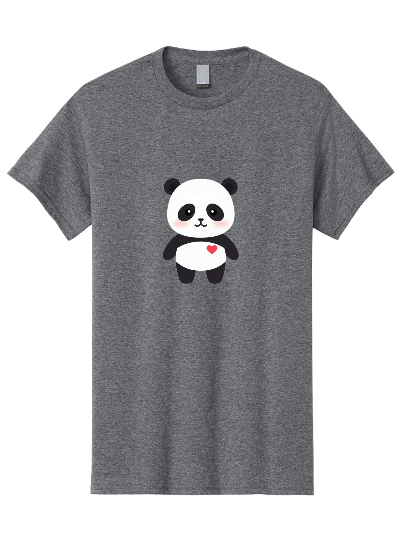 Panda Men'S Graphic Tee, 100% Cotton, Comfortable Casual Summer Wear, Machine Washable, Cute Cartoon Panda, Adorable Illustration, Sweet Panda Bear, Heart On Belly, Kawaii Character, Black And White Panda, Cartoon Love, Sweet Illustration, Bae626