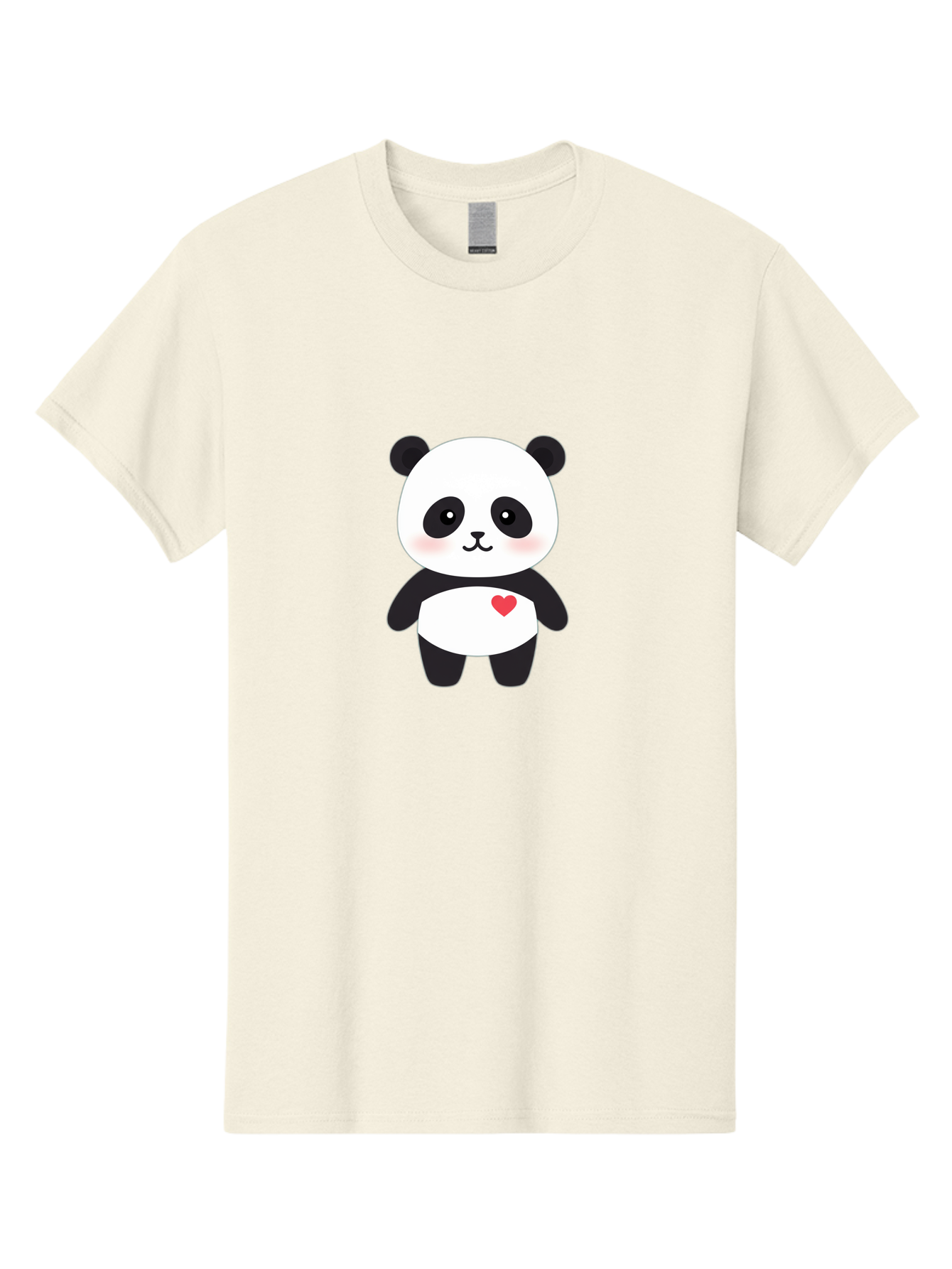 Panda Men'S Graphic Tee, 100% Cotton, Comfortable Casual Summer Wear, Machine Washable, Cute Cartoon Panda, Adorable Illustration, Sweet Panda Bear, Heart On Belly, Kawaii Character, Black And White Panda, Cartoon Love, Sweet Illustration, Bae626