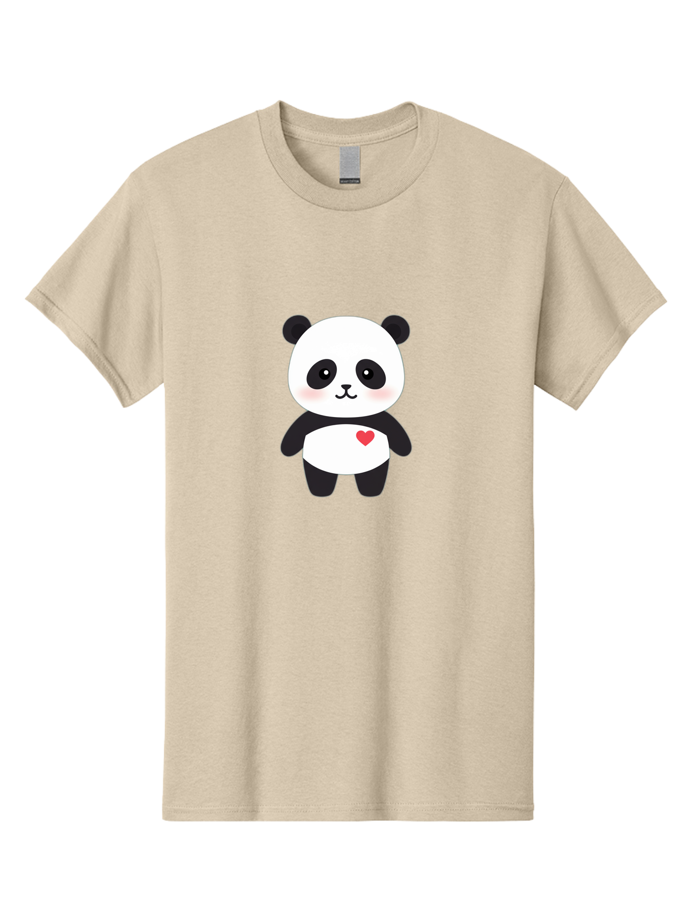 Panda Men'S Graphic Tee, 100% Cotton, Comfortable Casual Summer Wear, Machine Washable, Cute Cartoon Panda, Adorable Illustration, Sweet Panda Bear, Heart On Belly, Kawaii Character, Black And White Panda, Cartoon Love, Sweet Illustration, Bae626