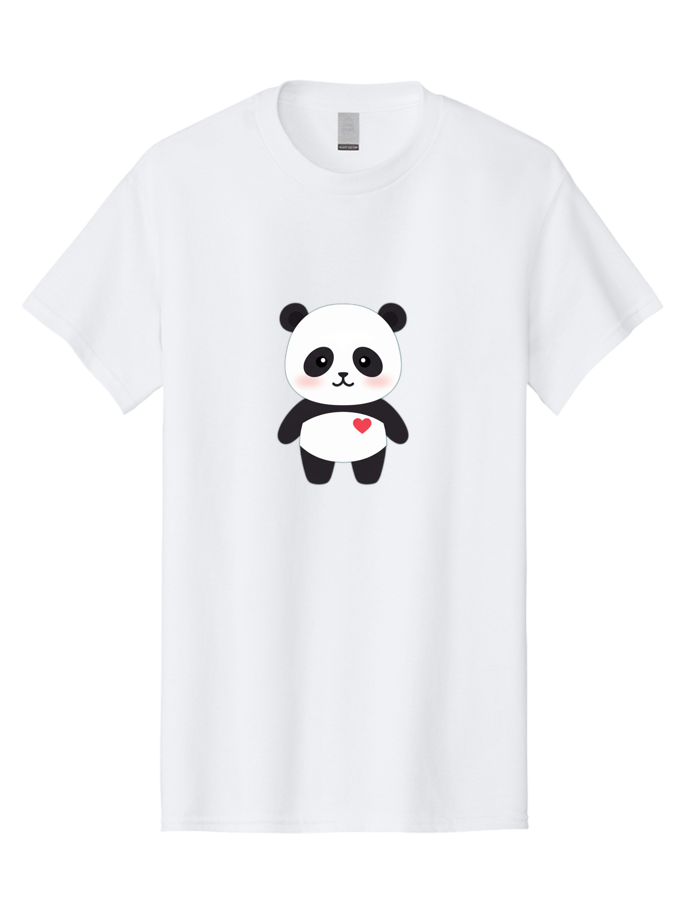 Panda Men'S Graphic Tee, 100% Cotton, Comfortable Casual Summer Wear, Machine Washable, Cute Cartoon Panda, Adorable Illustration, Sweet Panda Bear, Heart On Belly, Kawaii Character, Black And White Panda, Cartoon Love, Sweet Illustration, Bae626
