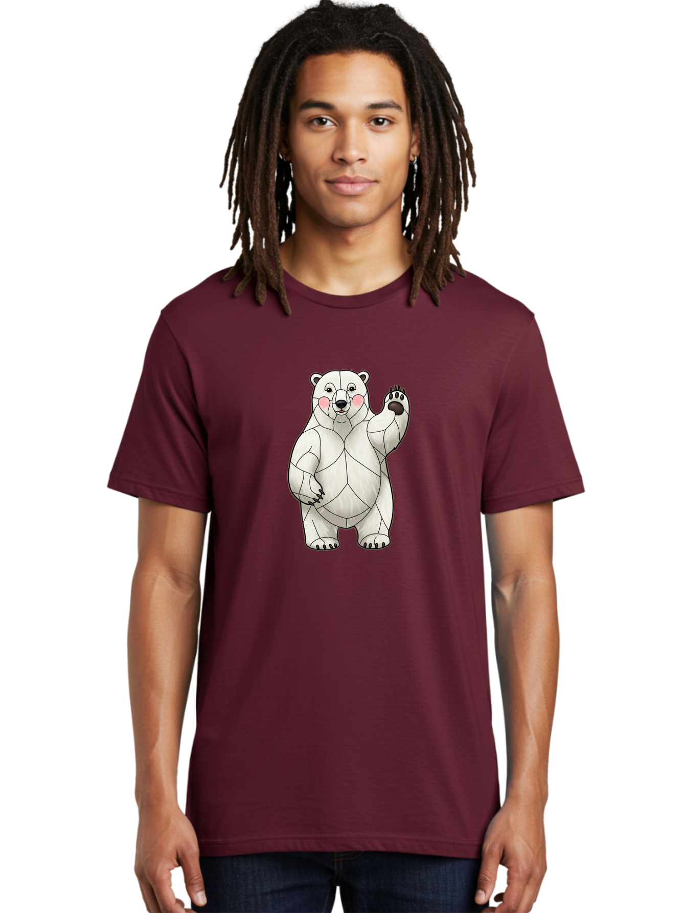 Paper-Polar-Bear-1 Men'S Graphic Tee, 100% Cotton, Comfortable Casual Summer Wear, Machine Washable, Paper Craft Polar Bear, Origami Bear, White Bear, Cartoon Bear, Friendly Bear, Waving Bear, Folded Paper Art, Cute Bear, Playful Bear, Bae628