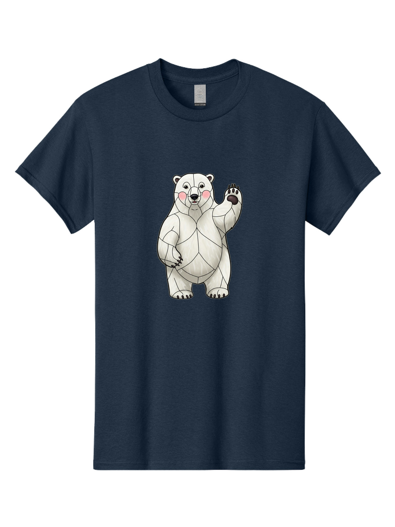 Paper-Polar-Bear-1 Men'S Graphic Tee, 100% Cotton, Comfortable Casual Summer Wear, Machine Washable, Paper Craft Polar Bear, Origami Bear, White Bear, Cartoon Bear, Friendly Bear, Waving Bear, Folded Paper Art, Cute Bear, Playful Bear, Bae628