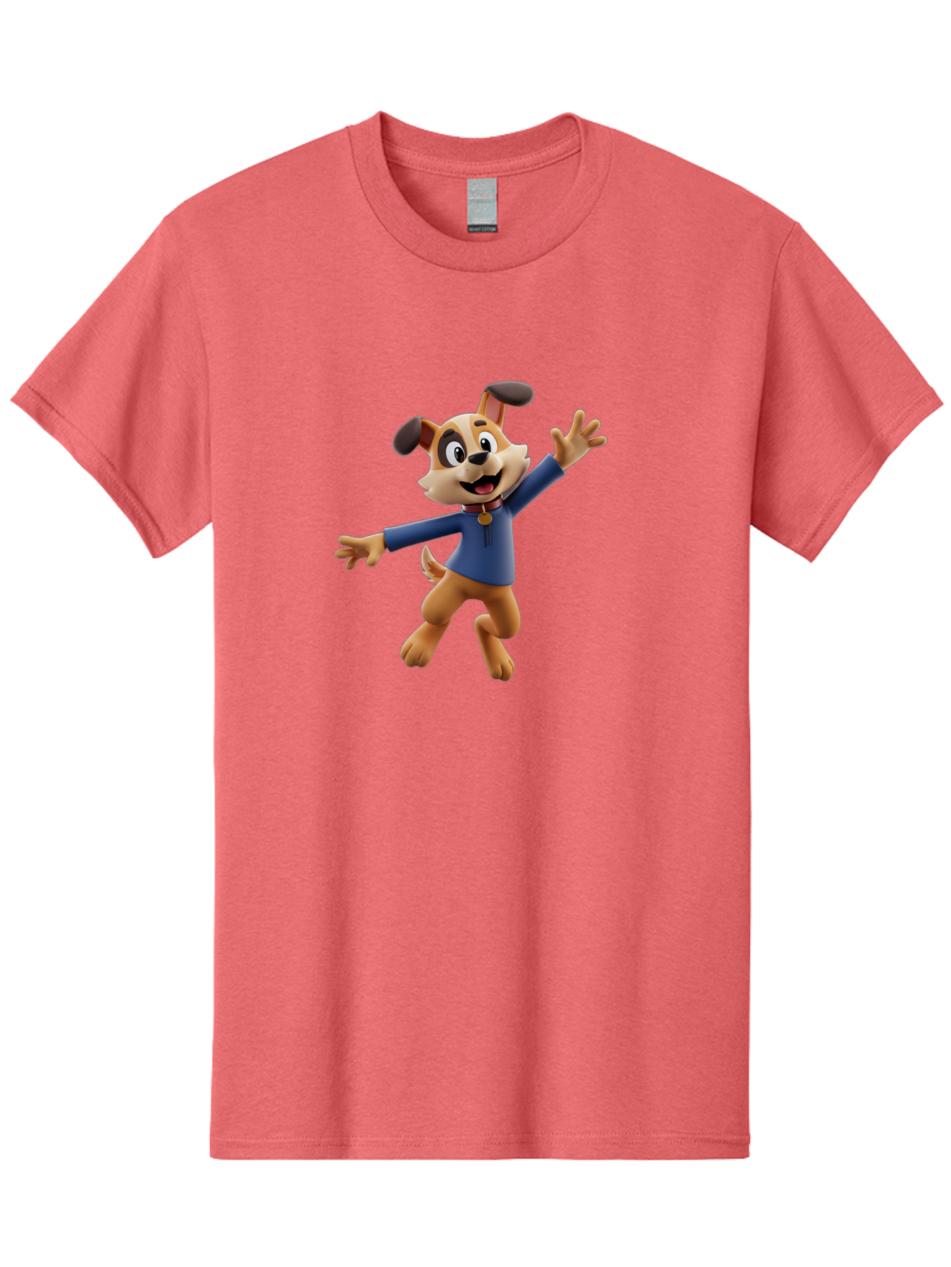 Paw-Patrol Men'S Graphic Tee, 100% Cotton, Comfortable Casual Summer Wear, Machine Washable, Cartoon Dog, Happy Dog, Dog Character, Playful Pup, Paw Patrol Mascot, Dog In Blue Shirt, Animated Canine, Fun Loving Dog, Dog With Outstretched Arms Bae630