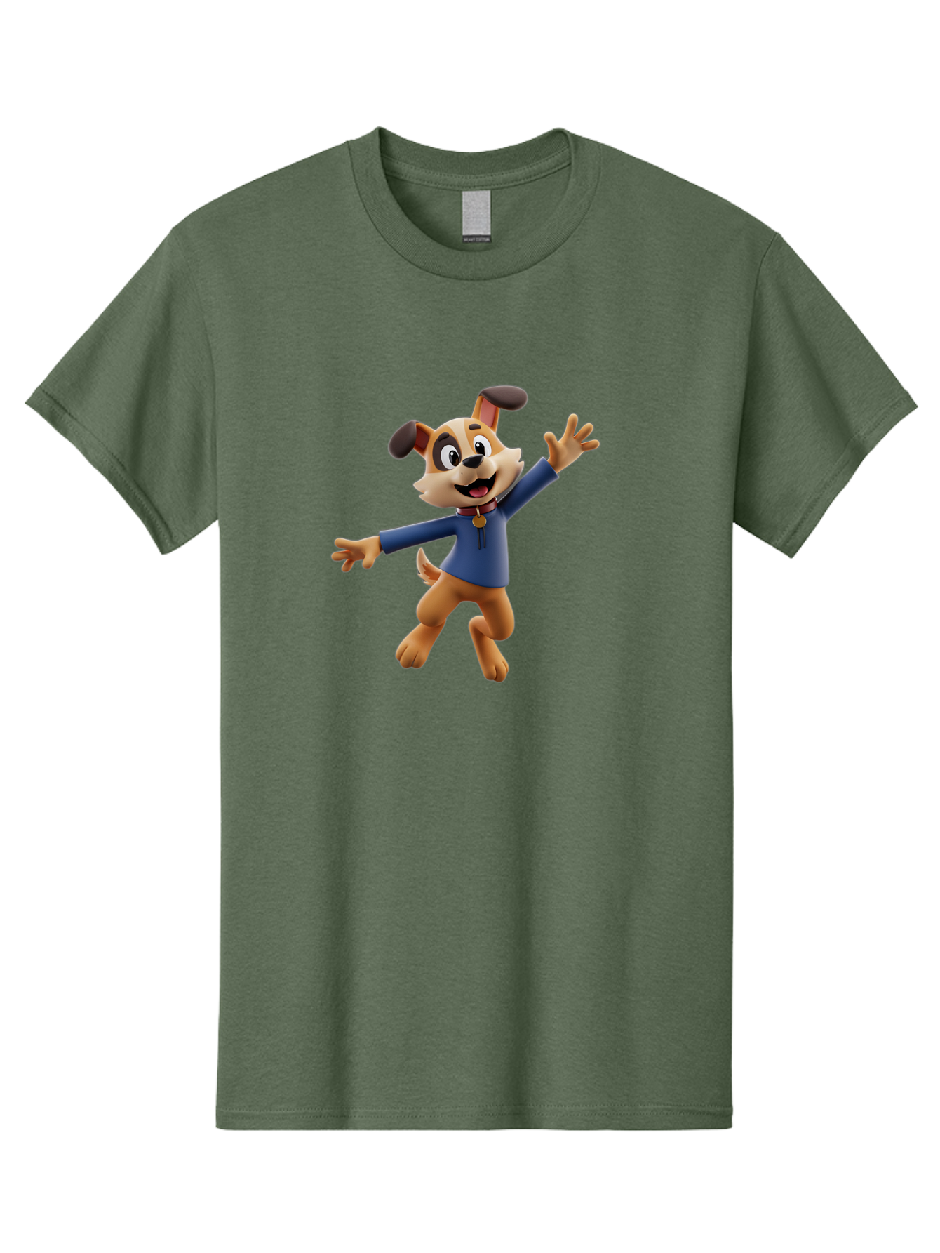 Paw-Patrol Men'S Graphic Tee, 100% Cotton, Comfortable Casual Summer Wear, Machine Washable, Cartoon Dog, Happy Dog, Dog Character, Playful Pup, Paw Patrol Mascot, Dog In Blue Shirt, Animated Canine, Fun Loving Dog, Dog With Outstretched Arms Bae630