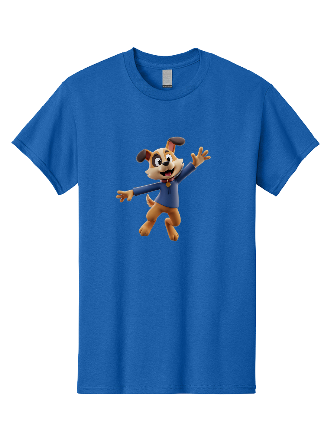 Paw-Patrol Men'S Graphic Tee, 100% Cotton, Comfortable Casual Summer Wear, Machine Washable, Cartoon Dog, Happy Dog, Dog Character, Playful Pup, Paw Patrol Mascot, Dog In Blue Shirt, Animated Canine, Fun Loving Dog, Dog With Outstretched Arms Bae630