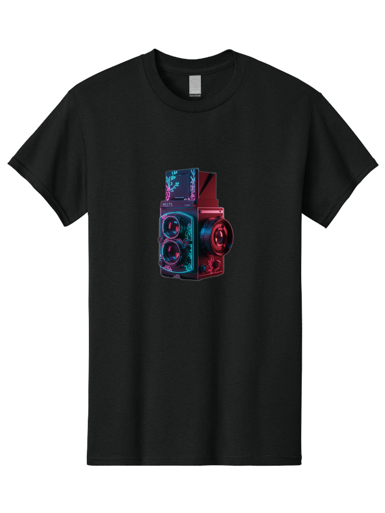 Pects-Lumary Men'S Graphic Tee, 100% Cotton, Comfortable Casual Summer Wear, Machine Washable, Pects Lumary Camera, Professional Photography, Neon Lights, Futuristic Design, Camera Equipment, Floral Patterns, Vibrant Colors, Photography Gear, Bae631