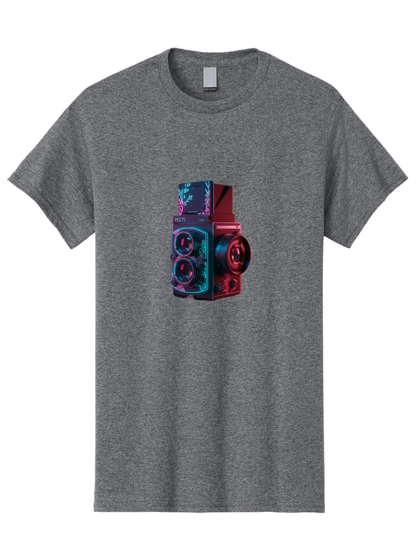Pects-Lumary Men'S Graphic Tee, 100% Cotton, Comfortable Casual Summer Wear, Machine Washable, Pects Lumary Camera, Professional Photography, Neon Lights, Futuristic Design, Camera Equipment, Floral Patterns, Vibrant Colors, Photography Gear, Bae631