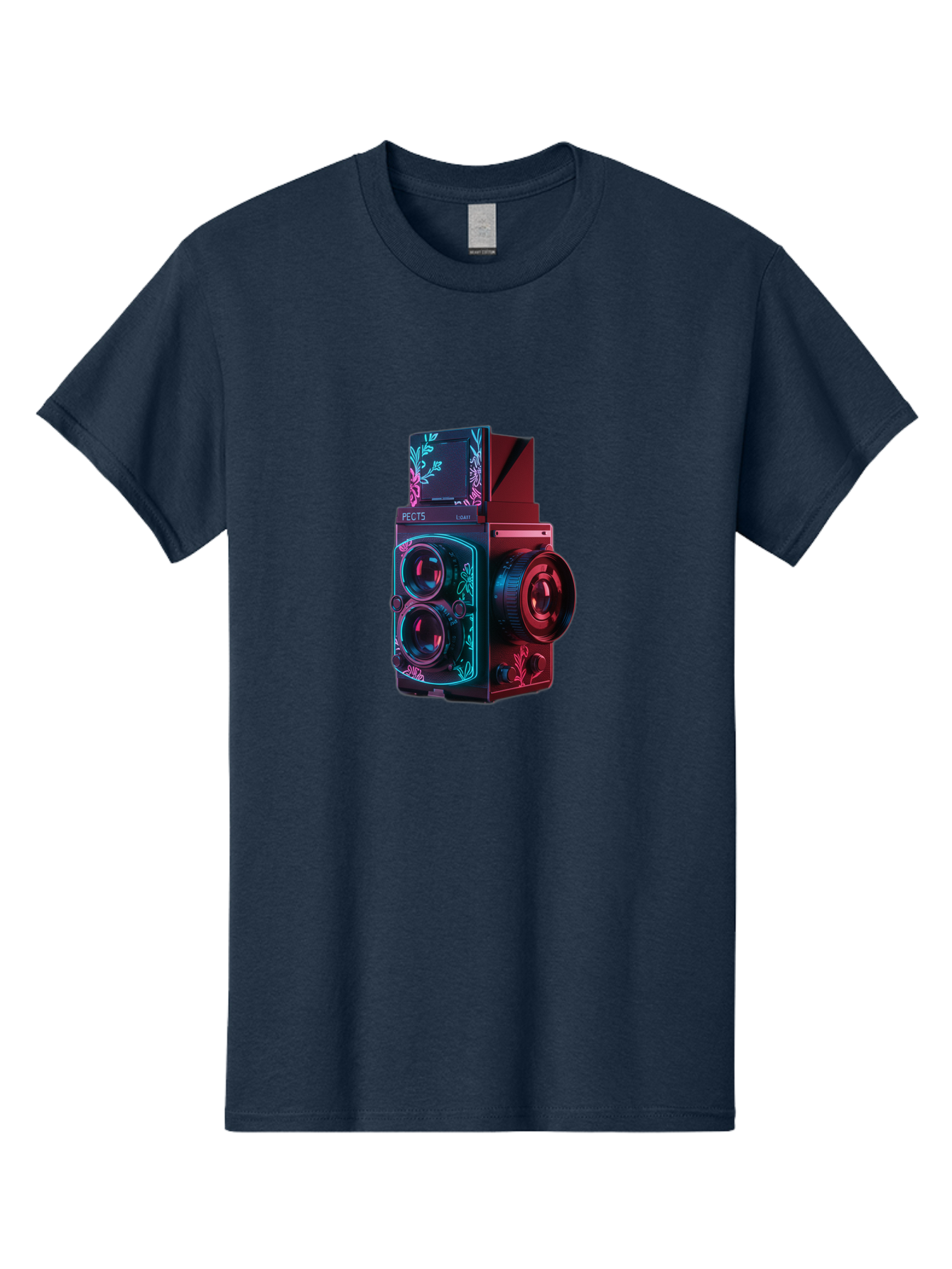 Pects-Lumary Men'S Graphic Tee, 100% Cotton, Comfortable Casual Summer Wear, Machine Washable, Pects Lumary Camera, Professional Photography, Neon Lights, Futuristic Design, Camera Equipment, Floral Patterns, Vibrant Colors, Photography Gear, Bae631