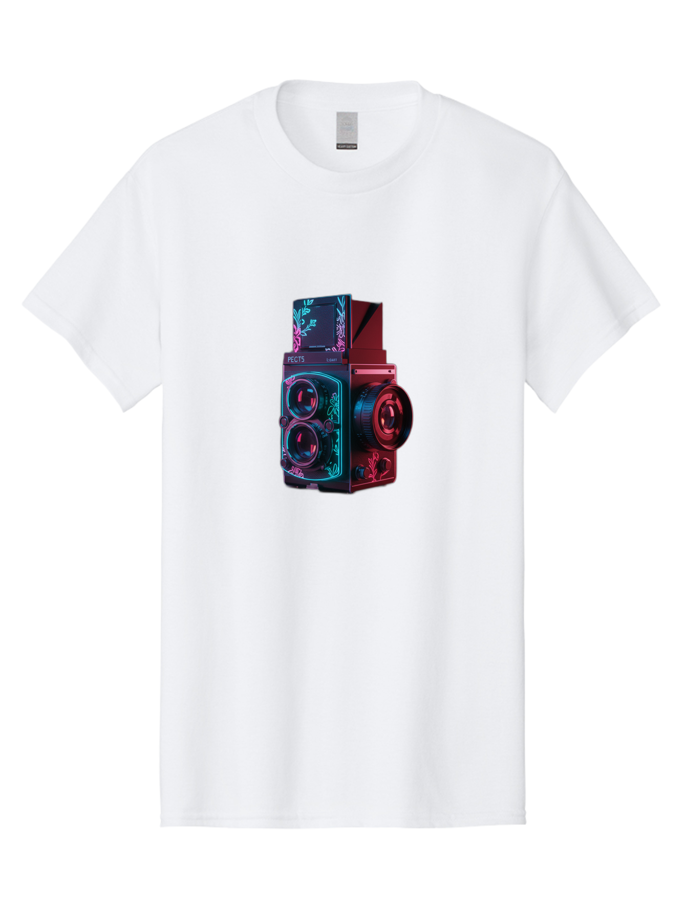 Pects-Lumary Men'S Graphic Tee, 100% Cotton, Comfortable Casual Summer Wear, Machine Washable, Pects Lumary Camera, Professional Photography, Neon Lights, Futuristic Design, Camera Equipment, Floral Patterns, Vibrant Colors, Photography Gear, Bae631