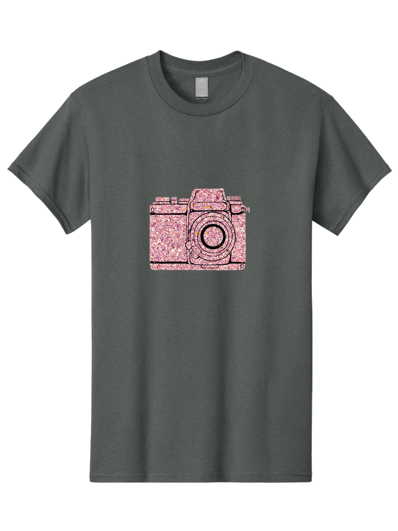 Pink-Camera Men'S Graphic Tee, 100% Cotton, Comfortable Casual Summer Wear, Machine Washable, Pink Camera Illustration, Digital Camera, Photography Equipment, Speckled Texture, Pink And Black Design, Camera, Photography Bae632