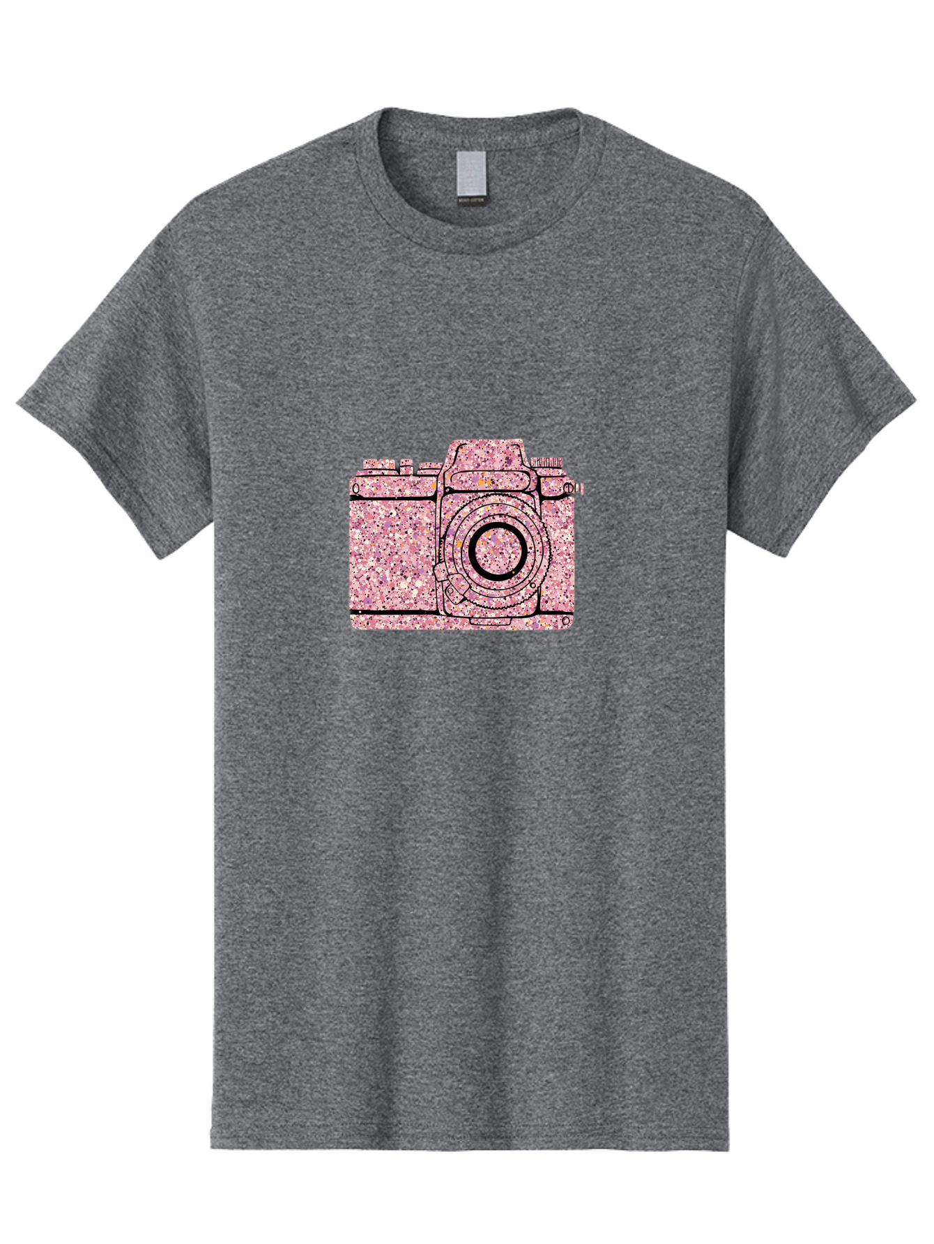 Pink-Camera Men'S Graphic Tee, 100% Cotton, Comfortable Casual Summer Wear, Machine Washable, Pink Camera Illustration, Digital Camera, Photography Equipment, Speckled Texture, Pink And Black Design, Camera, Photography Bae632