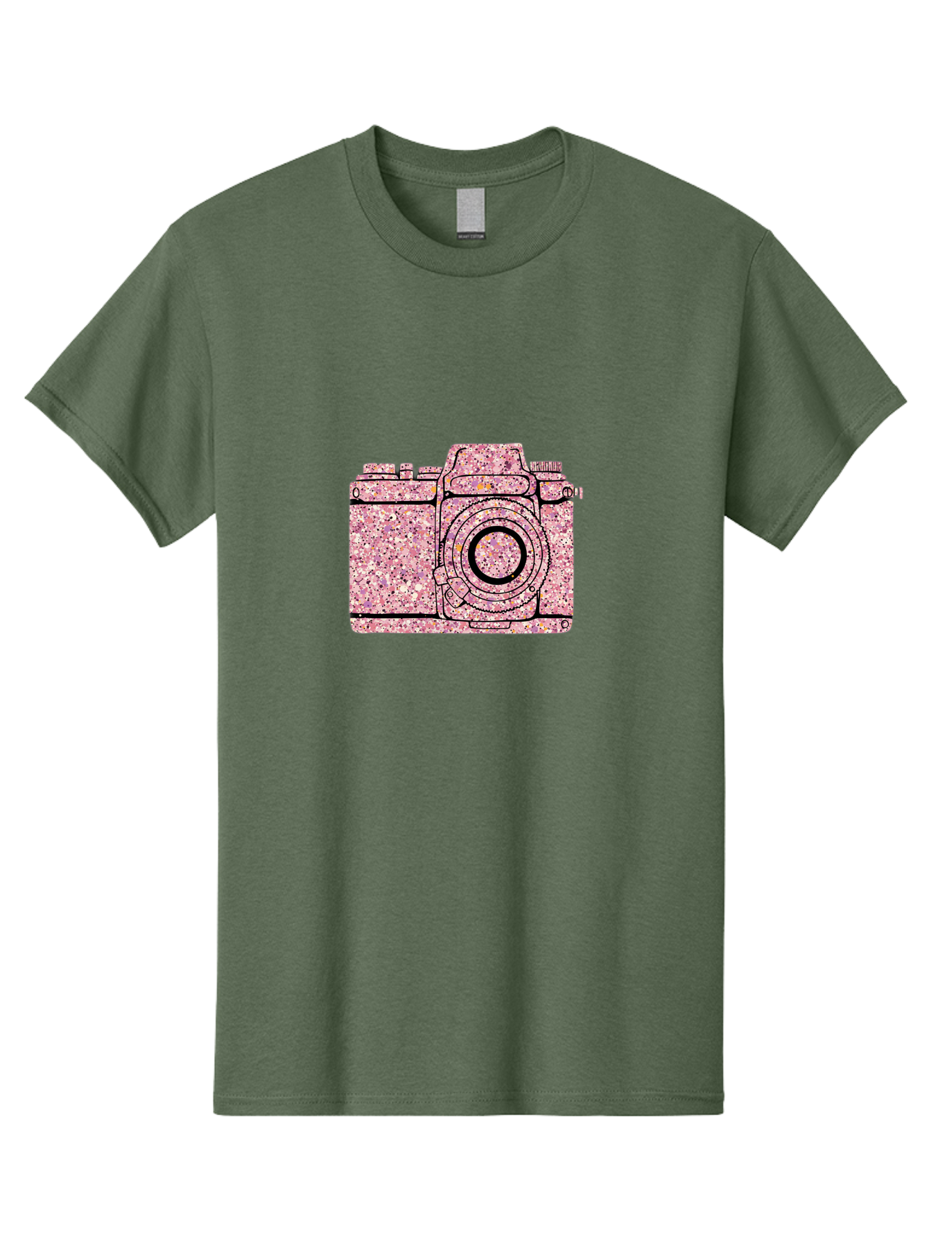 Pink-Camera Men'S Graphic Tee, 100% Cotton, Comfortable Casual Summer Wear, Machine Washable, Pink Camera Illustration, Digital Camera, Photography Equipment, Speckled Texture, Pink And Black Design, Camera, Photography Bae632