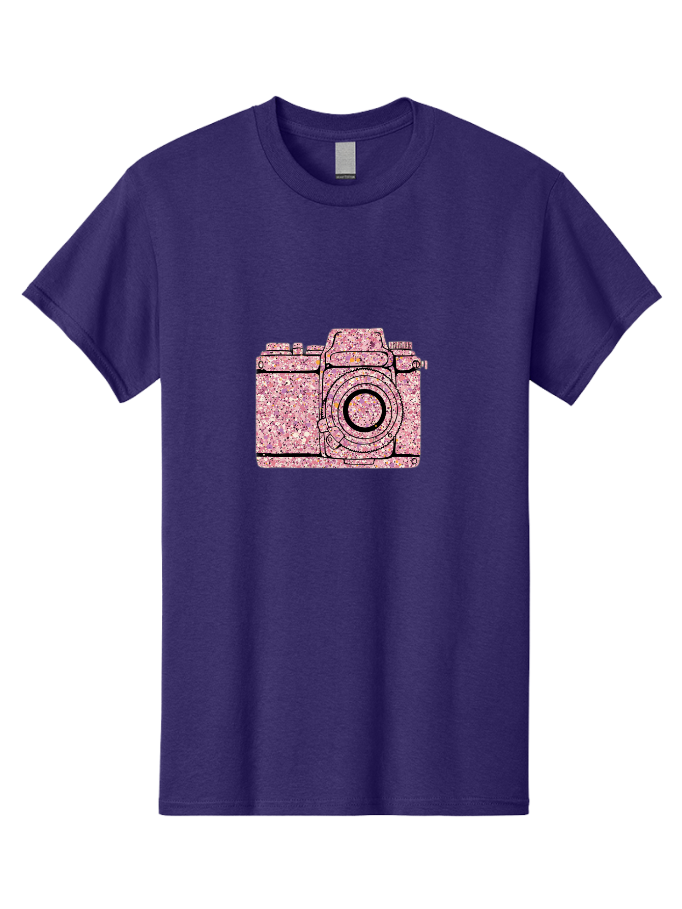 Pink-Camera Men'S Graphic Tee, 100% Cotton, Comfortable Casual Summer Wear, Machine Washable, Pink Camera Illustration, Digital Camera, Photography Equipment, Speckled Texture, Pink And Black Design, Camera, Photography Bae632