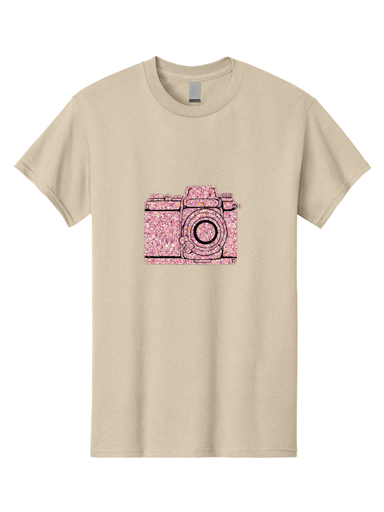 Pink-Camera Men'S Graphic Tee, 100% Cotton, Comfortable Casual Summer Wear, Machine Washable, Pink Camera Illustration, Digital Camera, Photography Equipment, Speckled Texture, Pink And Black Design, Camera, Photography Bae632