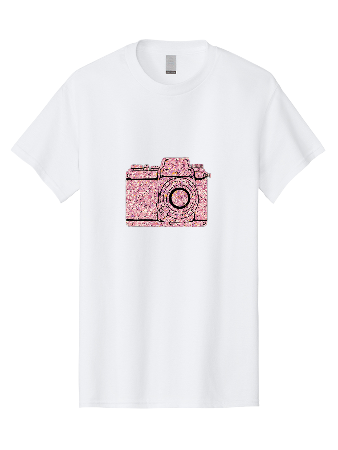 Pink-Camera Men'S Graphic Tee, 100% Cotton, Comfortable Casual Summer Wear, Machine Washable, Pink Camera Illustration, Digital Camera, Photography Equipment, Speckled Texture, Pink And Black Design, Camera, Photography Bae632