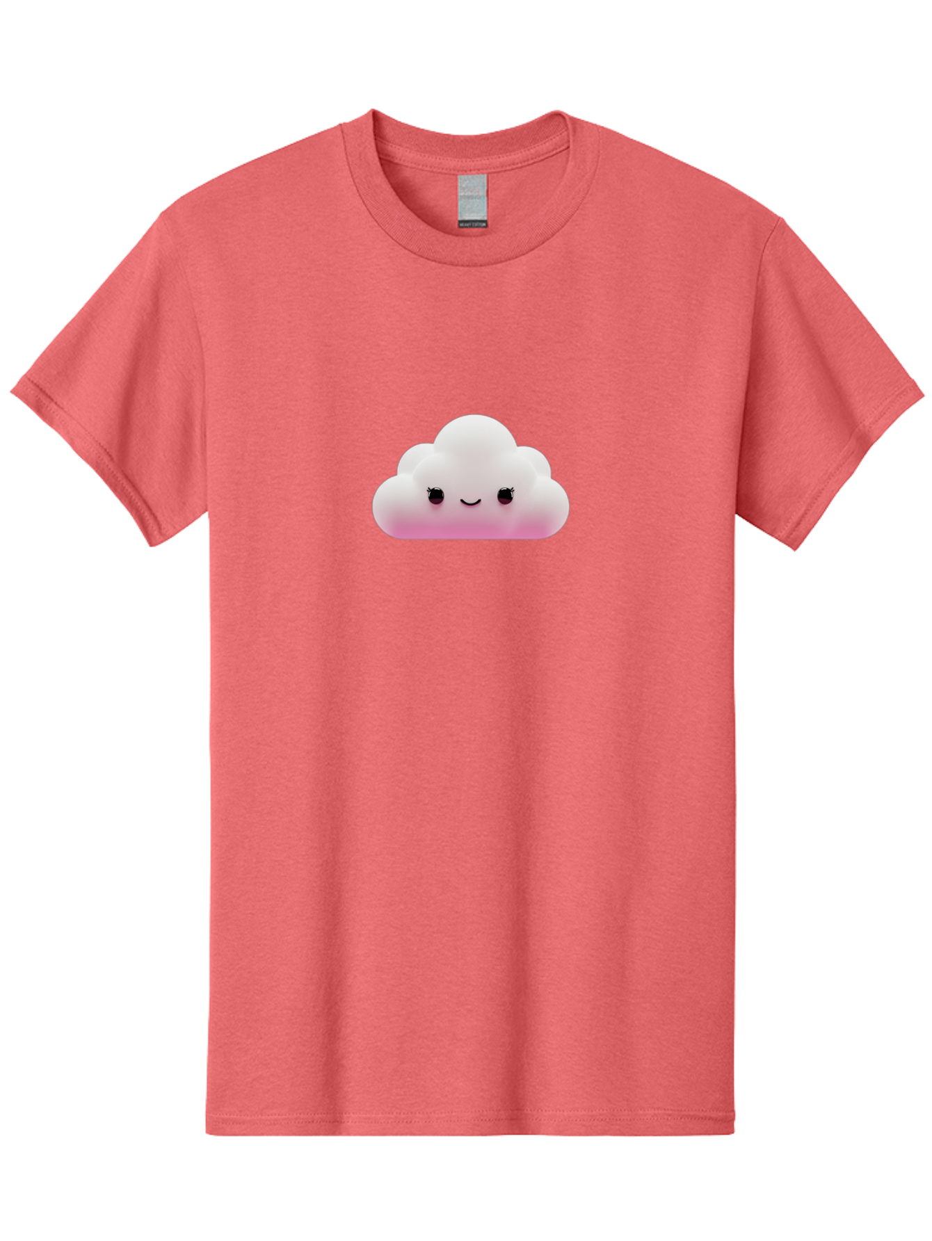 Pink-Cloud-1 Men'S Graphic Tee, 100% Cotton, Comfortable Casual Summer Wear, Machine Washable, Cute Cloud, Cartoon Character, Smiling Face, Fluffy Cloud, Soft Pink, Whimsical Design, Kawaii Art, Digital Illustration, Happy Cloud Bae633