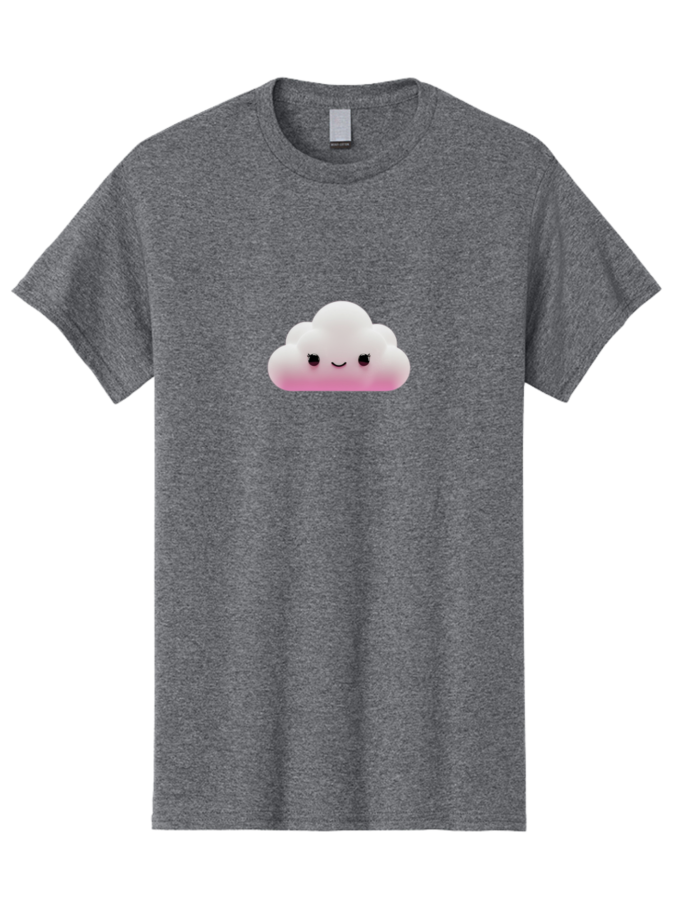 Pink-Cloud-1 Men'S Graphic Tee, 100% Cotton, Comfortable Casual Summer Wear, Machine Washable, Cute Cloud, Cartoon Character, Smiling Face, Fluffy Cloud, Soft Pink, Whimsical Design, Kawaii Art, Digital Illustration, Happy Cloud Bae633
