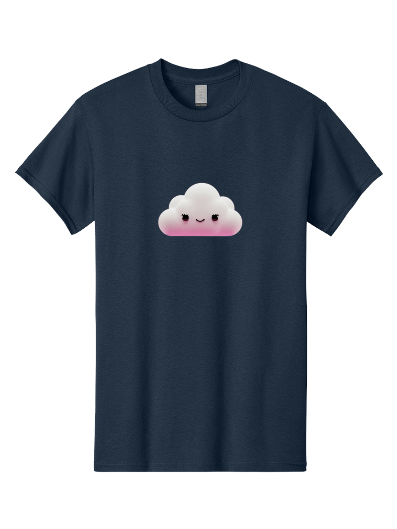 Pink-Cloud-1 Men'S Graphic Tee, 100% Cotton, Comfortable Casual Summer Wear, Machine Washable, Cute Cloud, Cartoon Character, Smiling Face, Fluffy Cloud, Soft Pink, Whimsical Design, Kawaii Art, Digital Illustration, Happy Cloud Bae633