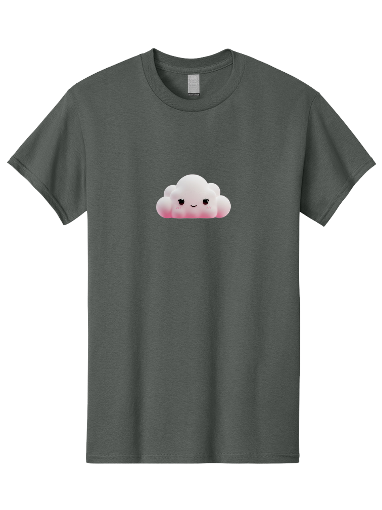 Pink-Cloud Men'S Graphic Tee, 100% Cotton, Comfortable Casual Summer Wear, Machine Washable, Kawaii Cloud, Cute Cartoon Character, Smiling Face, Fluffy White Cloud, Pastel Colors, Cheerful Design, Adorable Illustration, Fluffy Texture Bae634