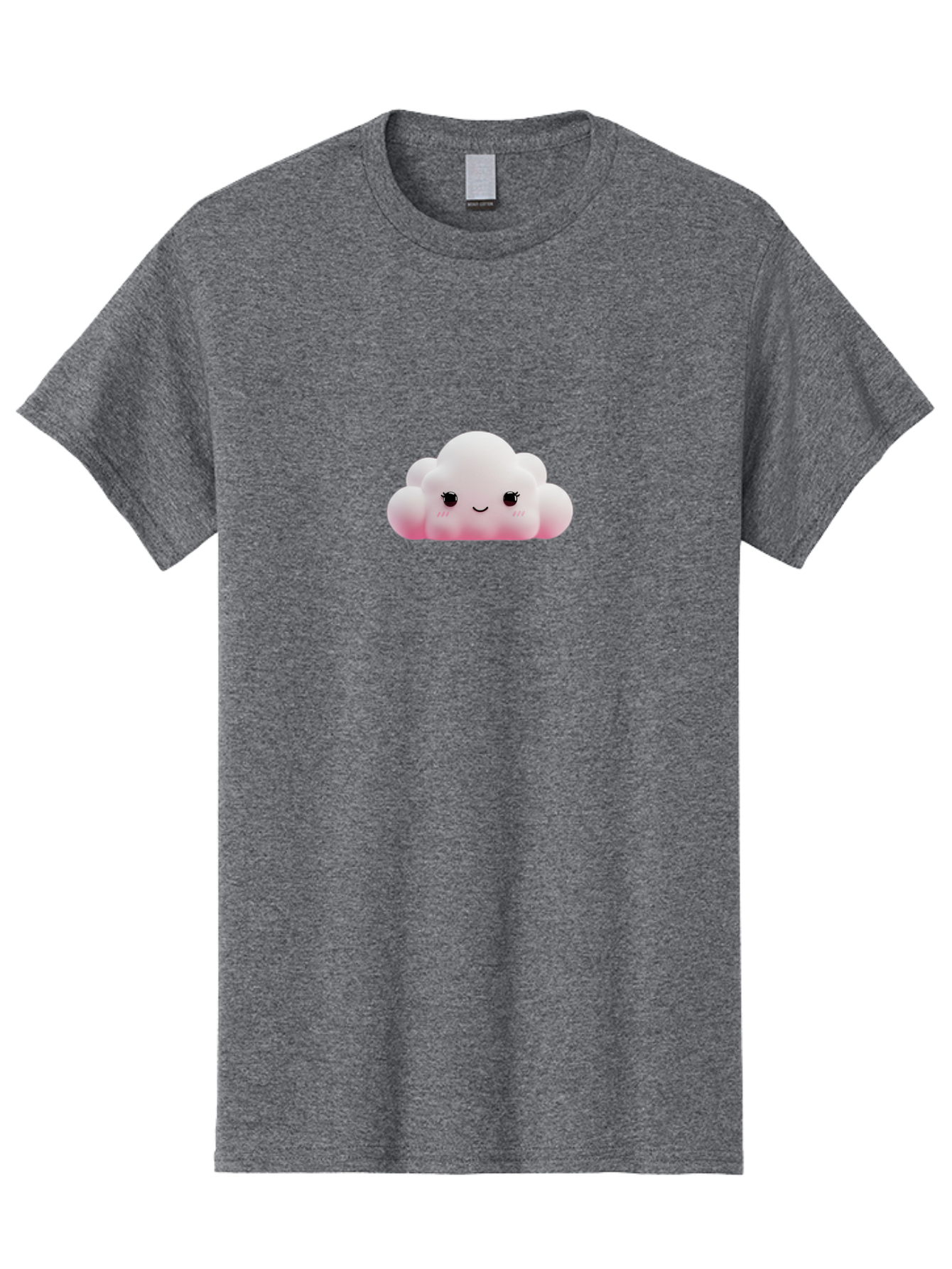 Pink-Cloud Men'S Graphic Tee, 100% Cotton, Comfortable Casual Summer Wear, Machine Washable, Kawaii Cloud, Cute Cartoon Character, Smiling Face, Fluffy White Cloud, Pastel Colors, Cheerful Design, Adorable Illustration, Fluffy Texture Bae634