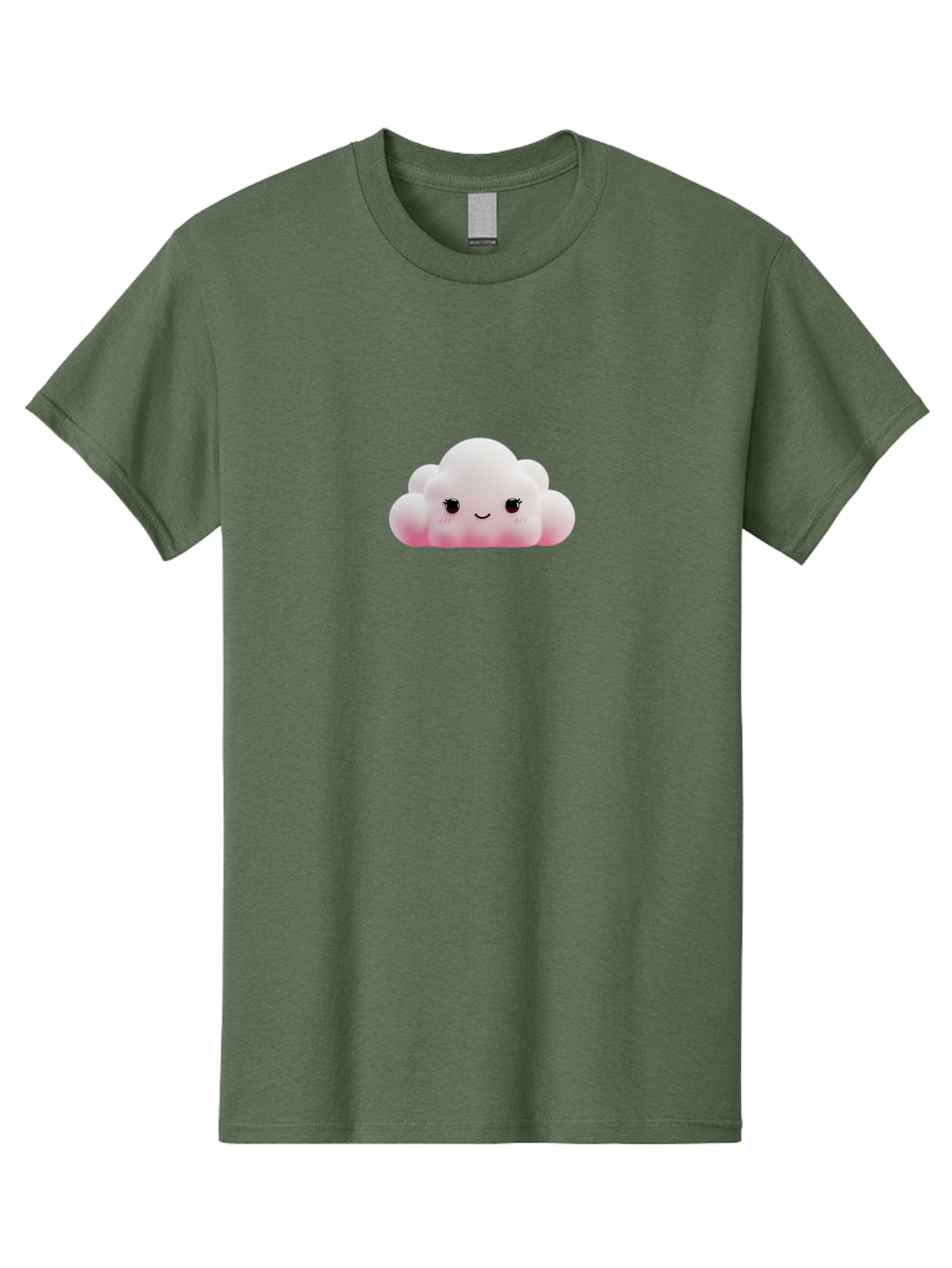 Pink-Cloud Men'S Graphic Tee, 100% Cotton, Comfortable Casual Summer Wear, Machine Washable, Kawaii Cloud, Cute Cartoon Character, Smiling Face, Fluffy White Cloud, Pastel Colors, Cheerful Design, Adorable Illustration, Fluffy Texture Bae634