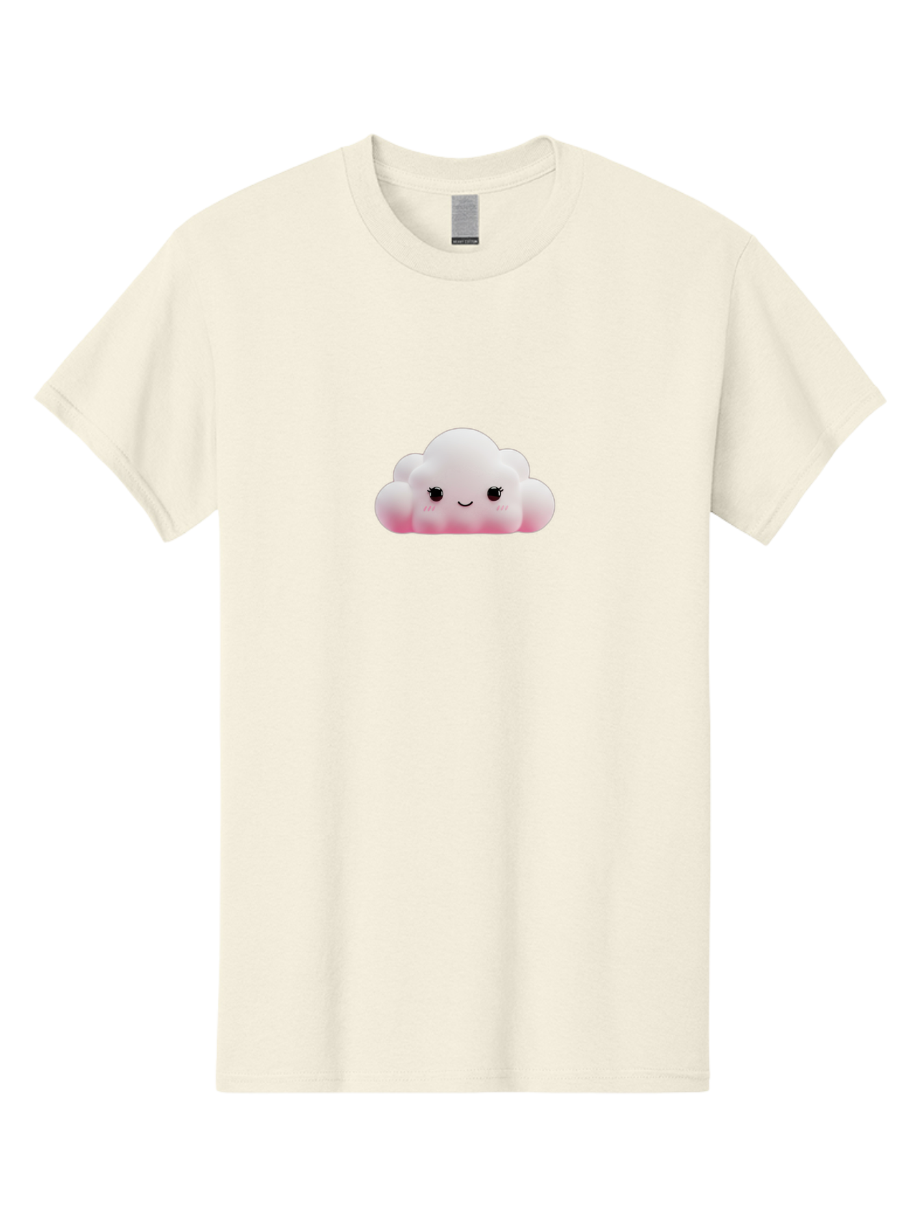 Pink-Cloud Men'S Graphic Tee, 100% Cotton, Comfortable Casual Summer Wear, Machine Washable, Kawaii Cloud, Cute Cartoon Character, Smiling Face, Fluffy White Cloud, Pastel Colors, Cheerful Design, Adorable Illustration, Fluffy Texture Bae634