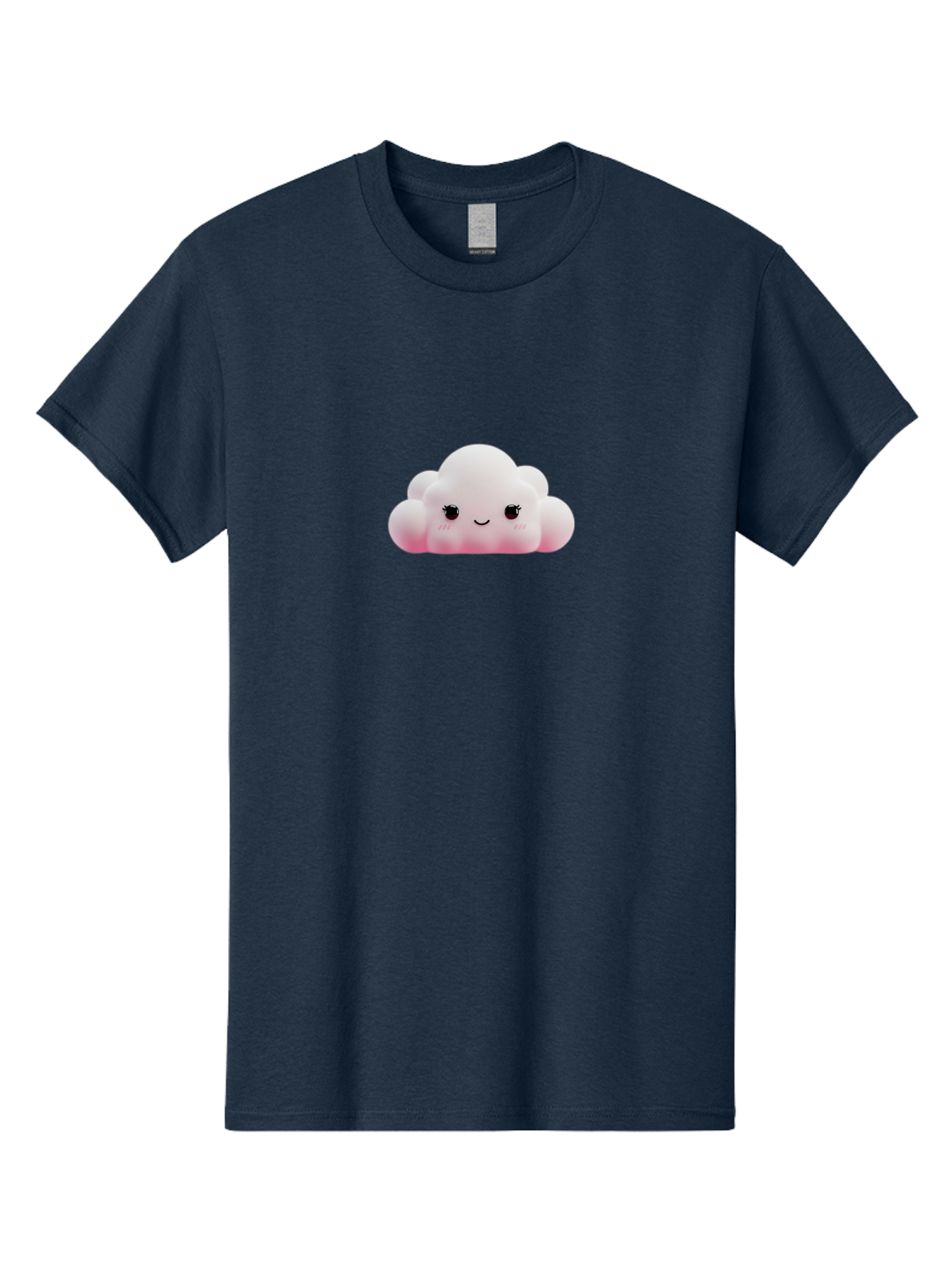 Pink-Cloud Men'S Graphic Tee, 100% Cotton, Comfortable Casual Summer Wear, Machine Washable, Kawaii Cloud, Cute Cartoon Character, Smiling Face, Fluffy White Cloud, Pastel Colors, Cheerful Design, Adorable Illustration, Fluffy Texture Bae634