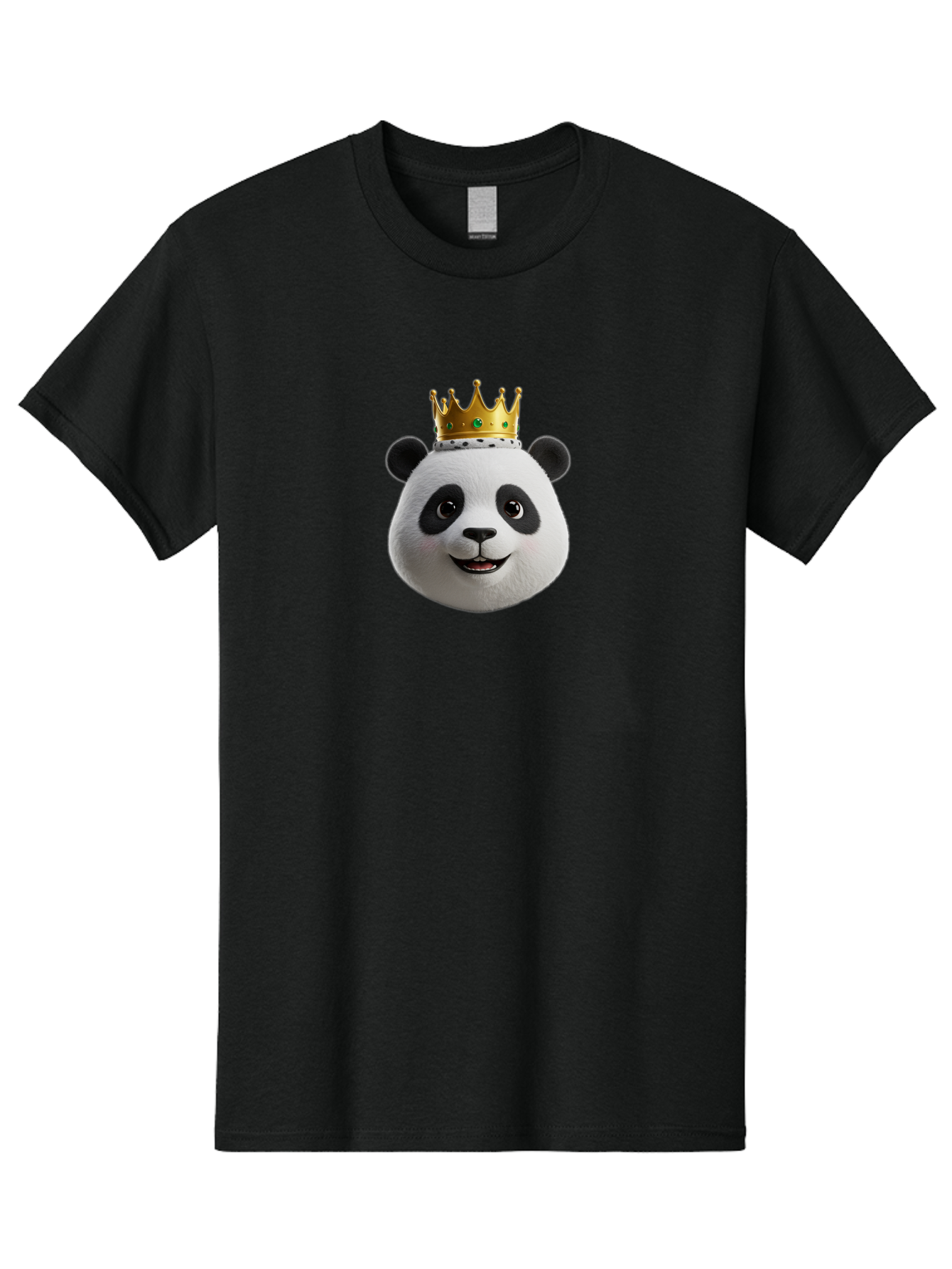 Po Men'S Graphic Tee, 100% Cotton, Comfortable Casual Summer Wear, Machine Washable, Kung Fu Panda, Po'S Face, Cartoon Panda, Crown Icon, Royal Treatment, Animated Character, Adorable Expression, Funny Face, King Of Pandas, Bae637