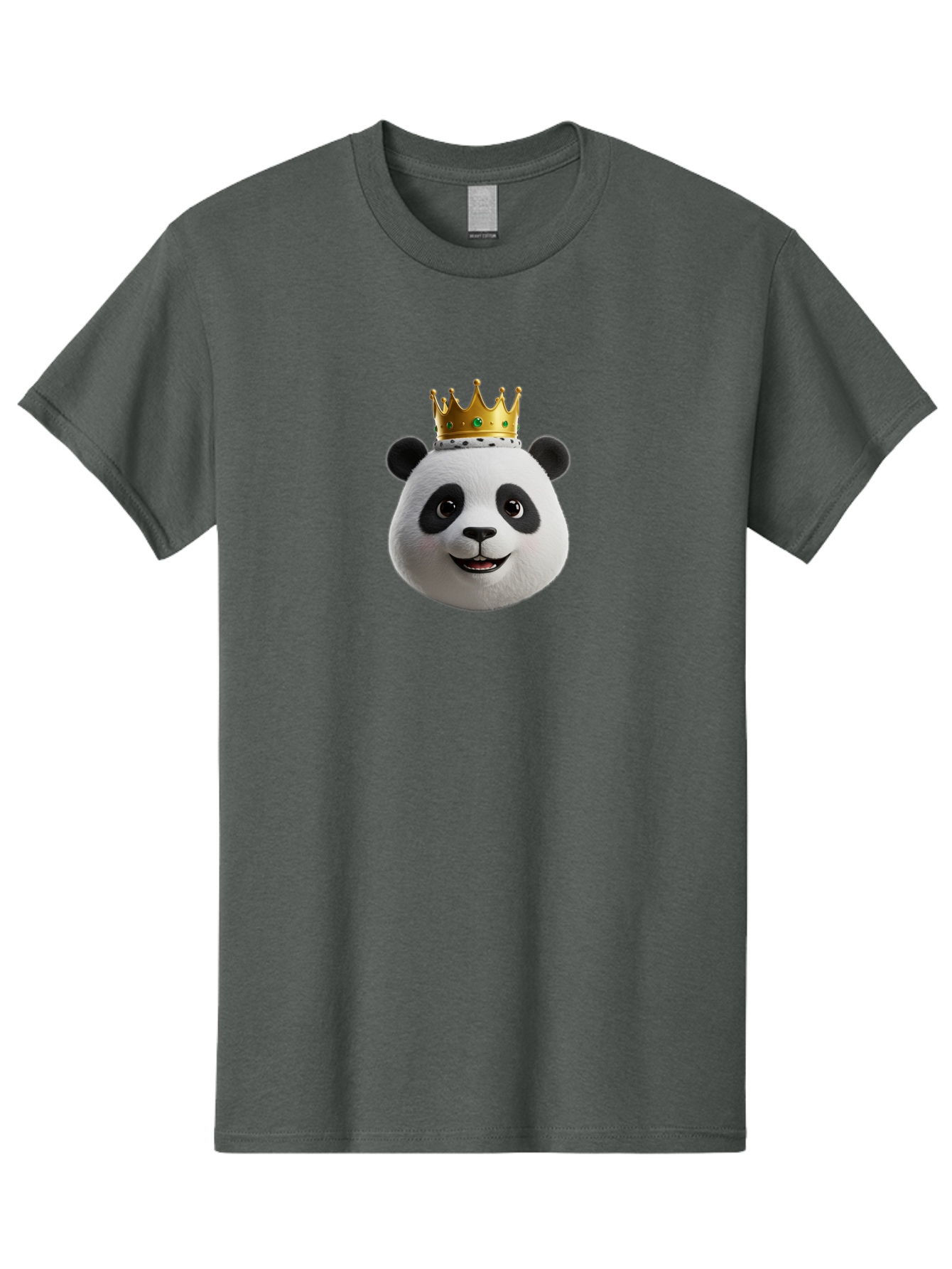 Po Men'S Graphic Tee, 100% Cotton, Comfortable Casual Summer Wear, Machine Washable, Kung Fu Panda, Po'S Face, Cartoon Panda, Crown Icon, Royal Treatment, Animated Character, Adorable Expression, Funny Face, King Of Pandas, Bae637
